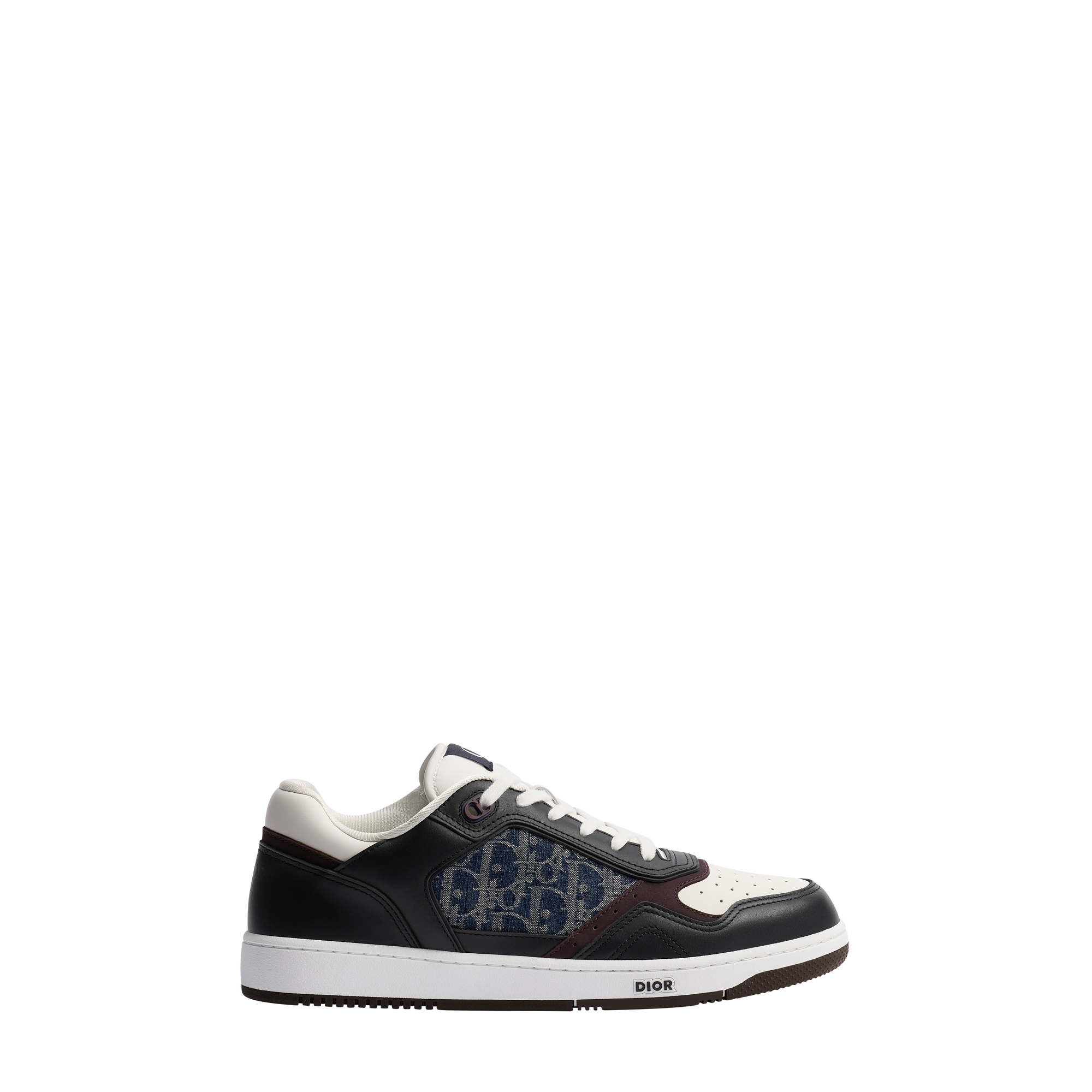 B27 Uptown Low-Top Sneaker Blue and White Smooth Calfskin with Blue Dior Oblique Denim Jacquard E02