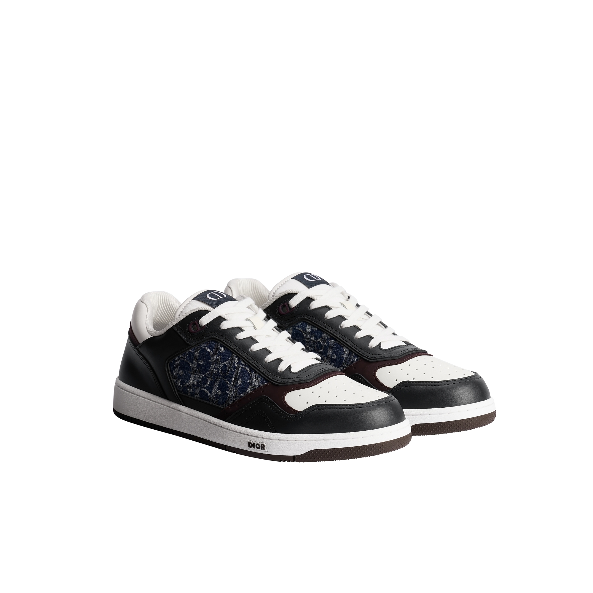 B27 Uptown Low-Top Sneaker Blue and White Smooth Calfskin with Blue Dior Oblique Denim Jacquard E03