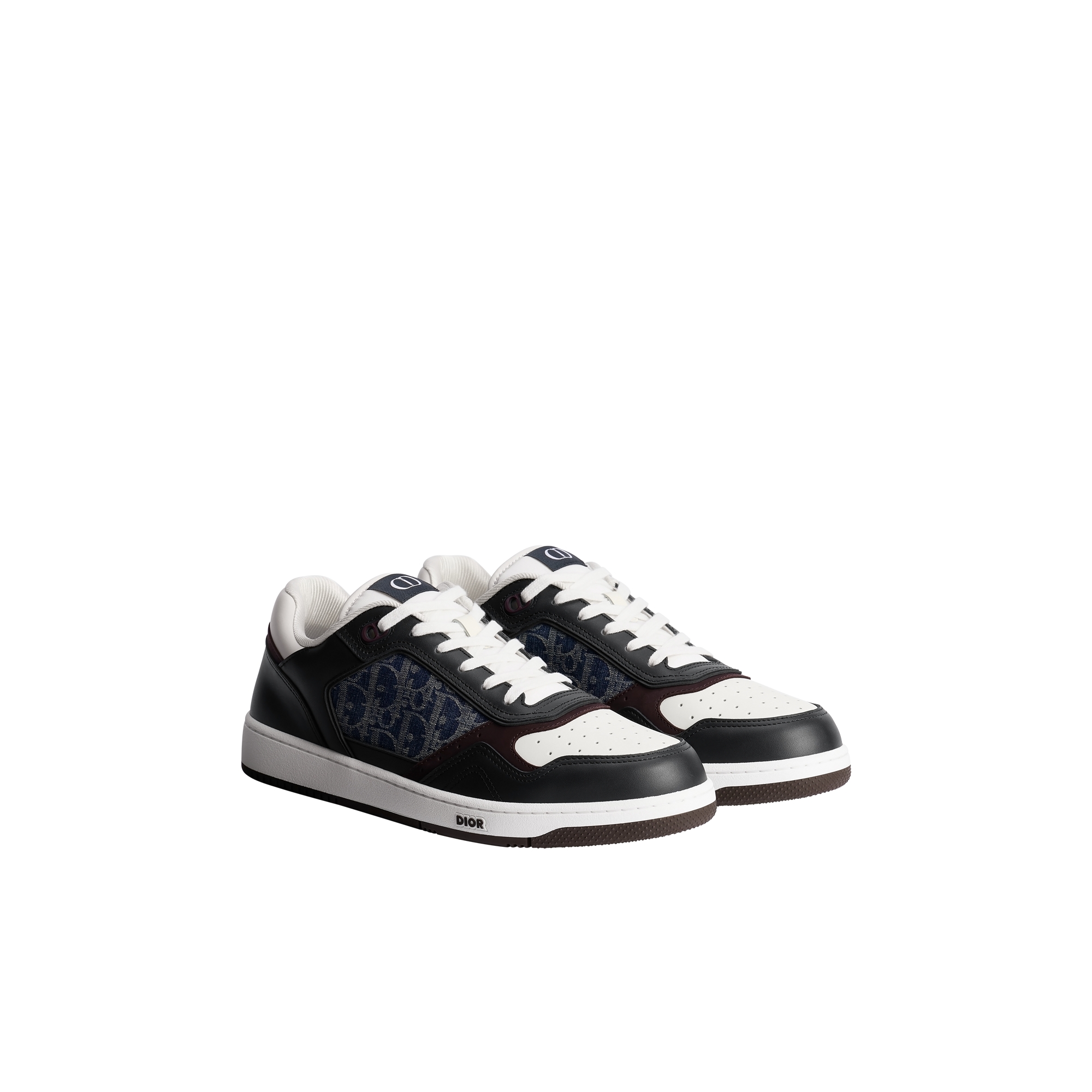 B27 Uptown Low-Top Sneaker Blue and White Smooth Calfskin with Blue Dior Oblique Denim Jacquard E03