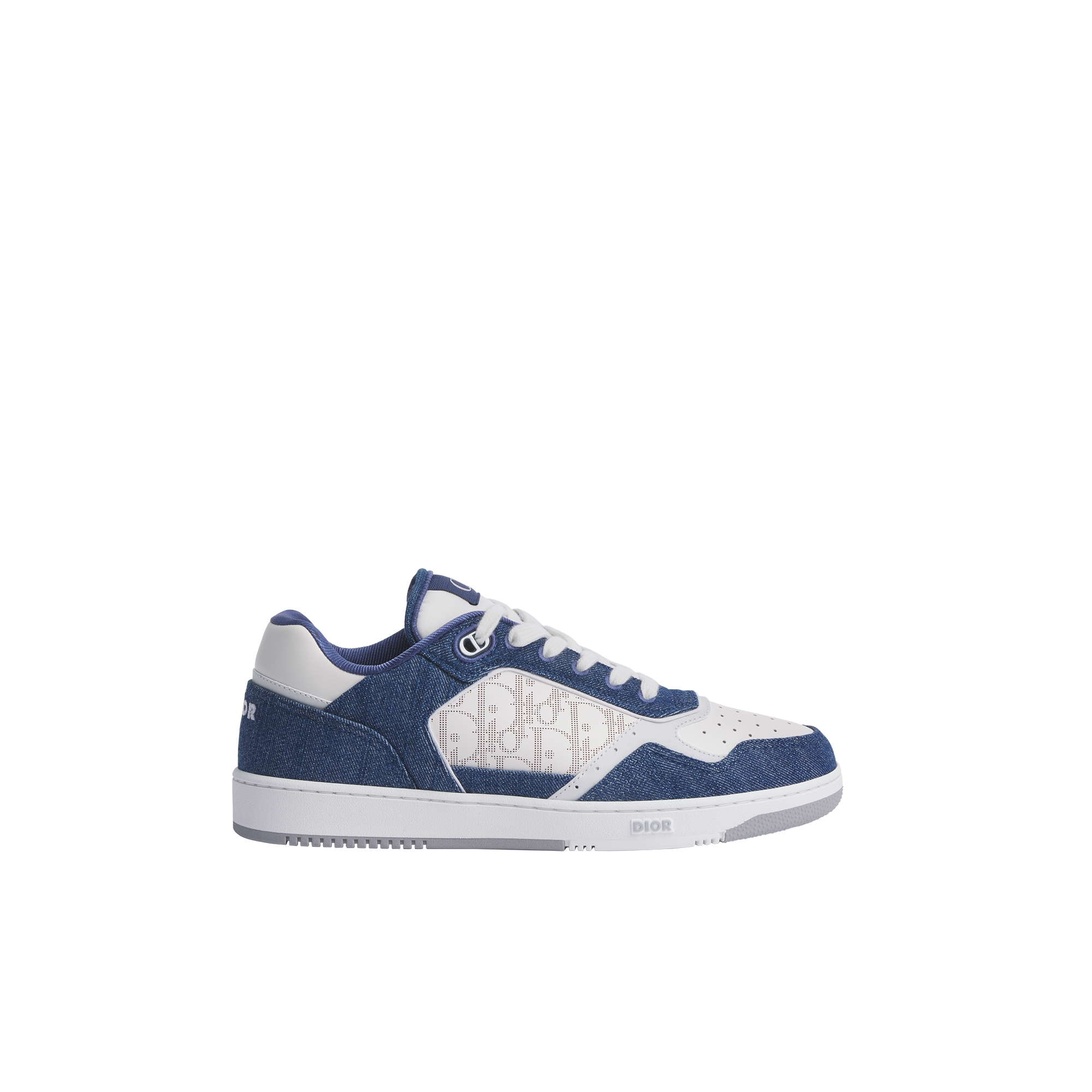 B27 Uptown Low-Top Sneaker White Smooth Calfskin, Blue Denim and White Dior Oblique Galaxy Leather E02