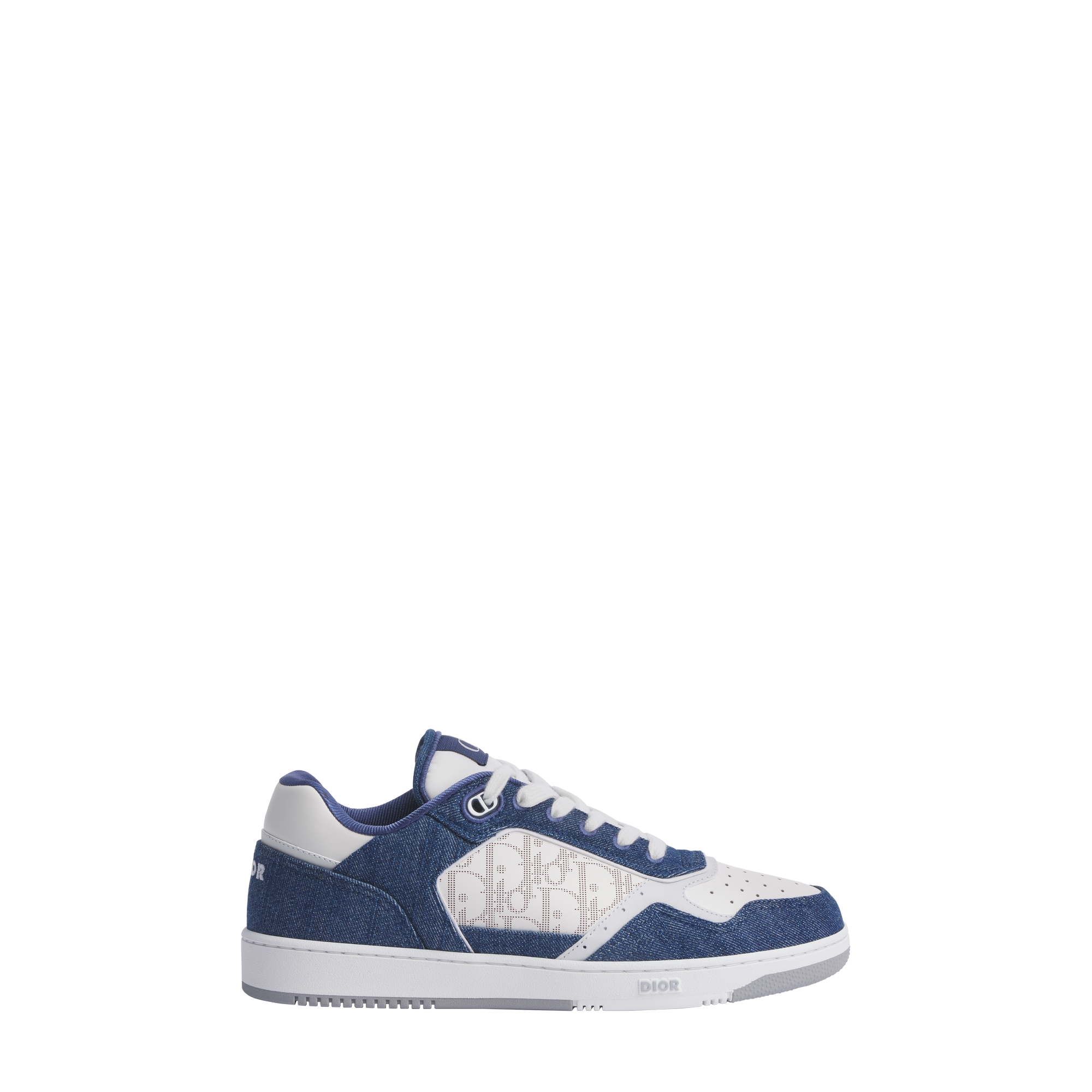 B27 Uptown Low-Top Sneaker White Smooth Calfskin, Blue Denim and White Dior Oblique Galaxy Leather E02