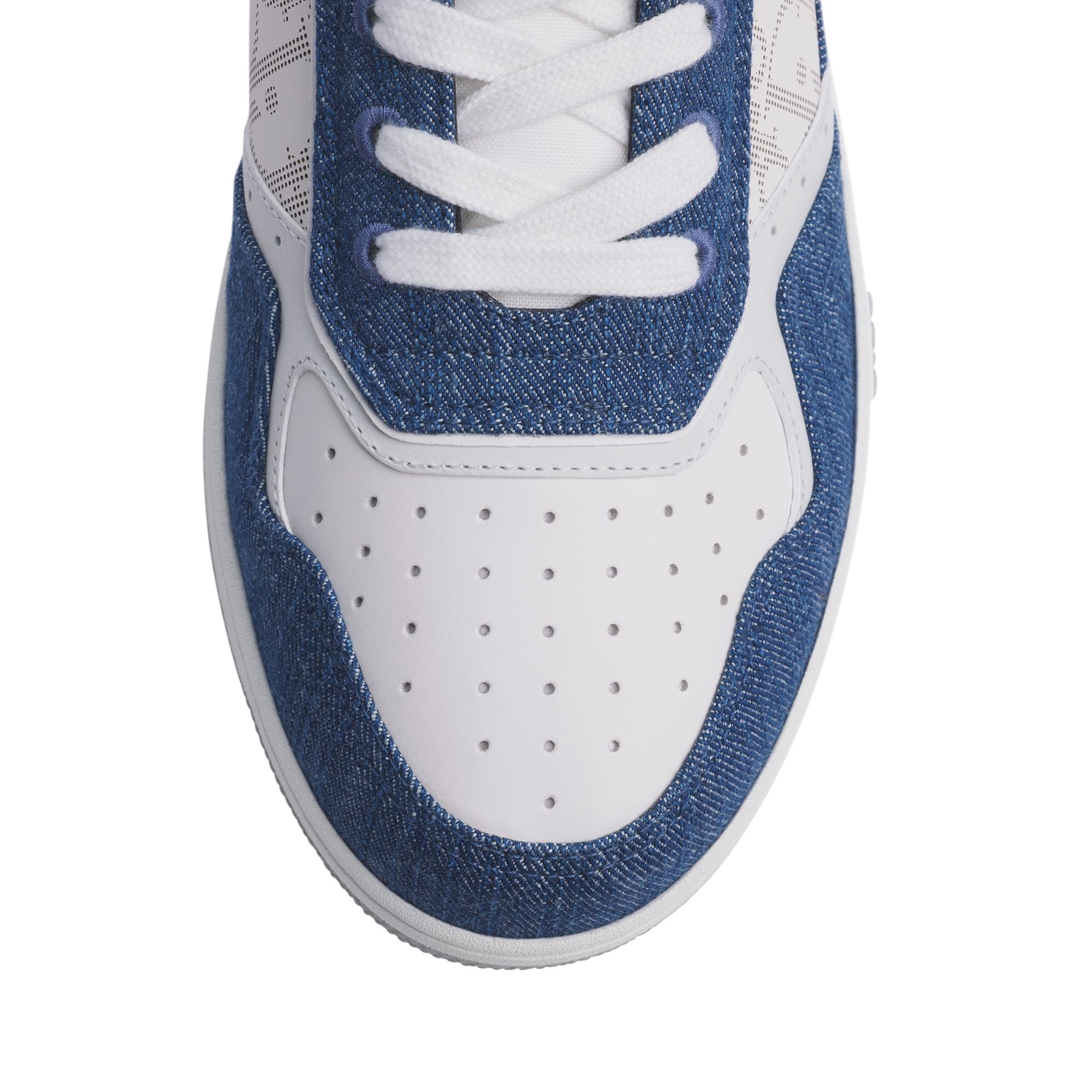 B27 Uptown Low-Top Sneaker White Smooth Calfskin, Blue Denim and White Dior Oblique Galaxy Leather E06