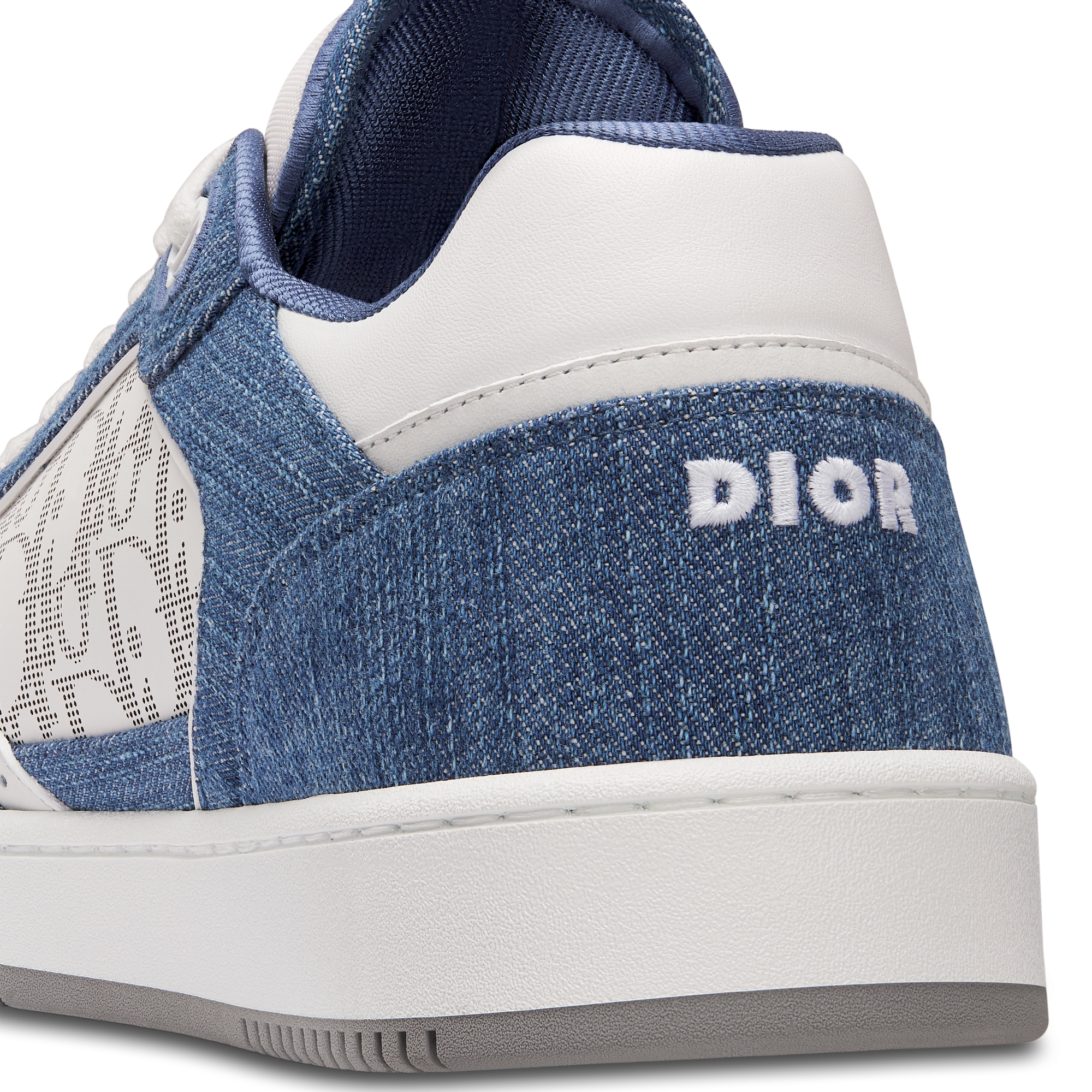 B27 Uptown Low-Top Sneaker White Smooth Calfskin, Blue Denim and White Dior Oblique Galaxy Leather E09
