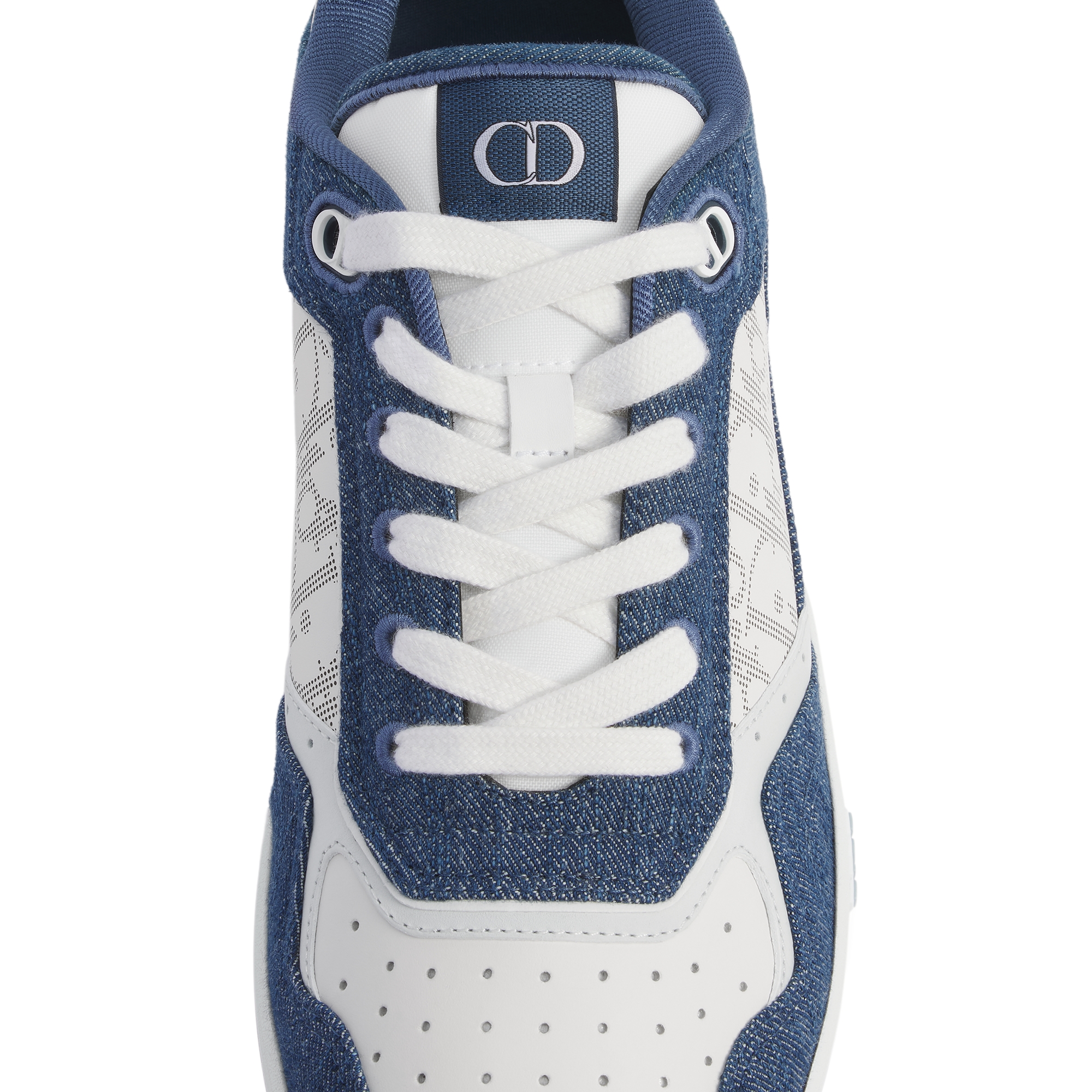 B27 Uptown Low-Top Sneaker White Smooth Calfskin, Blue Denim and White Dior Oblique Galaxy Leather E10