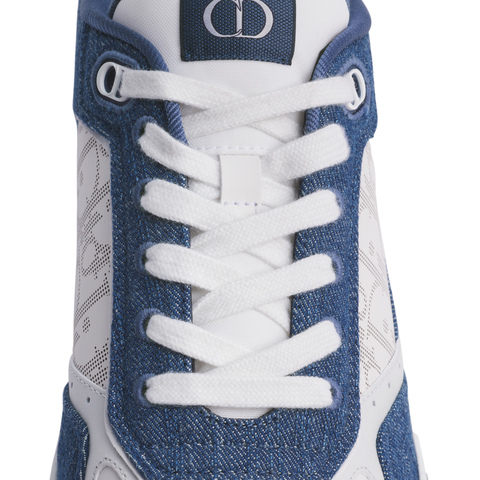 B27 Uptown Low-Top Sneaker White Smooth Calfskin, Blue Denim and White Dior Oblique Galaxy Leather E11