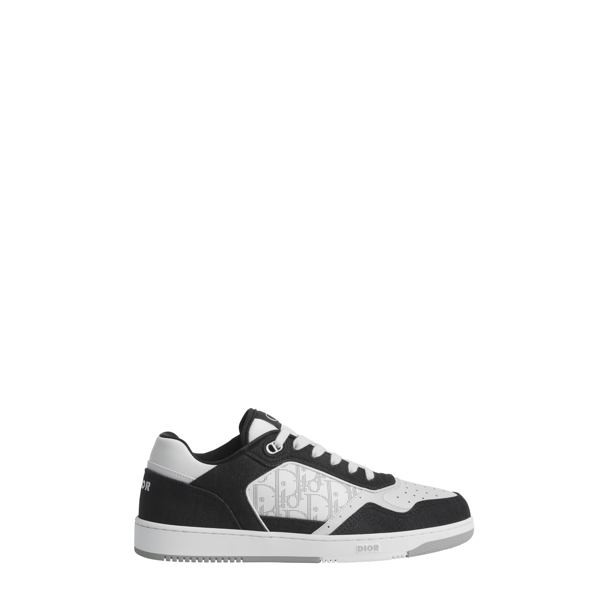 B27 Uptown Low-Top Sneaker White Smooth Calfskin, Black Denim and White Dior Oblique Galaxy Leather E02