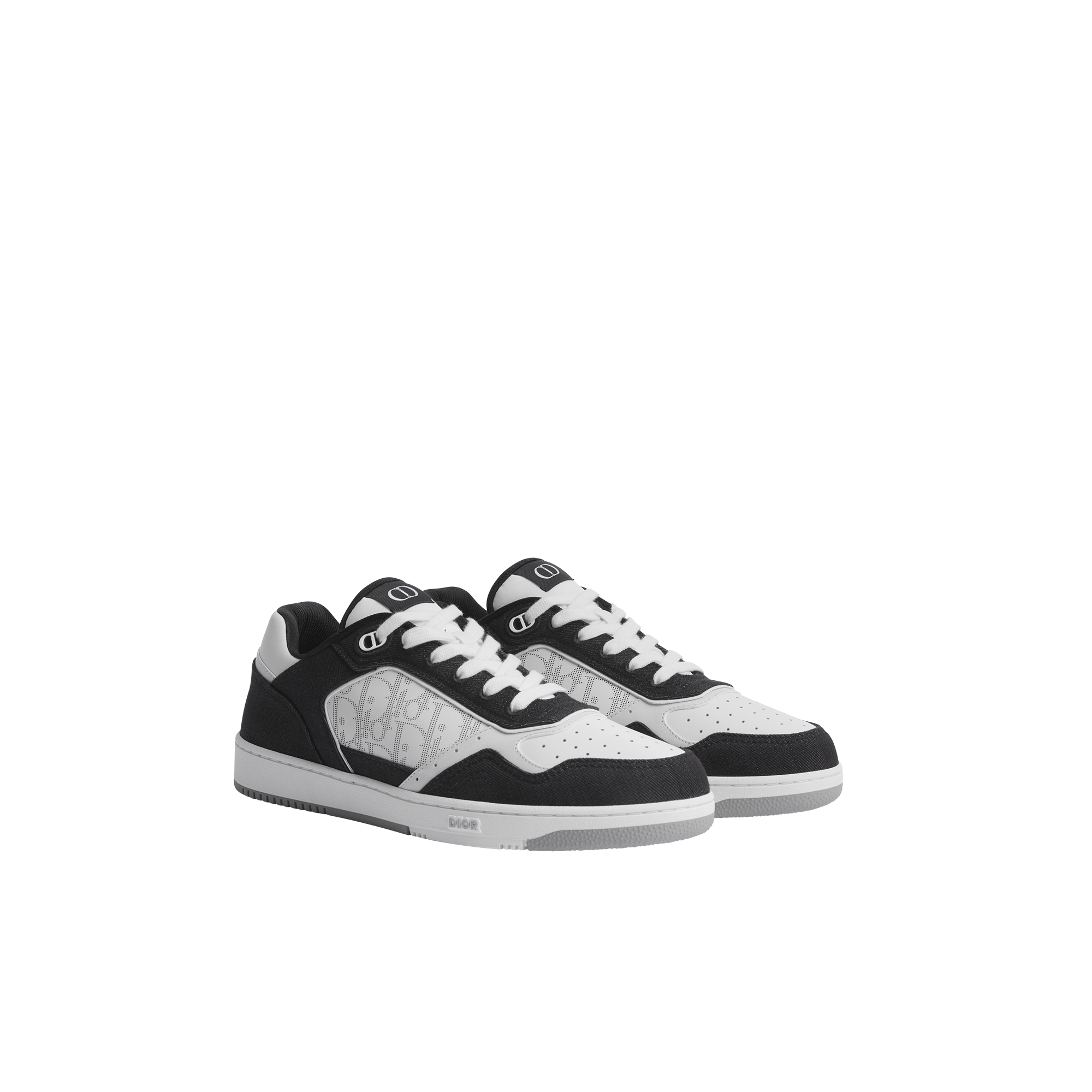 B27 Uptown Low-Top Sneaker White Smooth Calfskin, Black Denim and White Dior Oblique Galaxy Leather E03