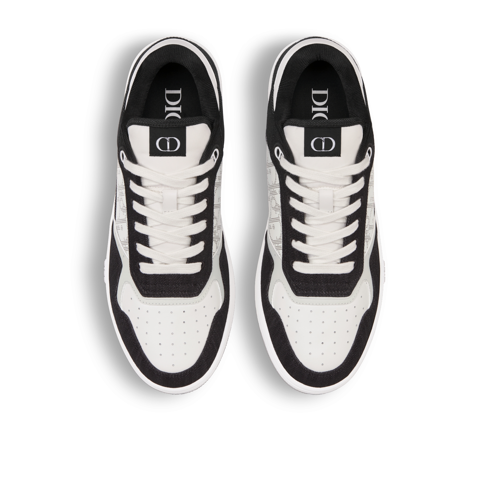 B27 Uptown Low-Top Sneaker White Smooth Calfskin, Black Denim and White Dior Oblique Galaxy Leather E06