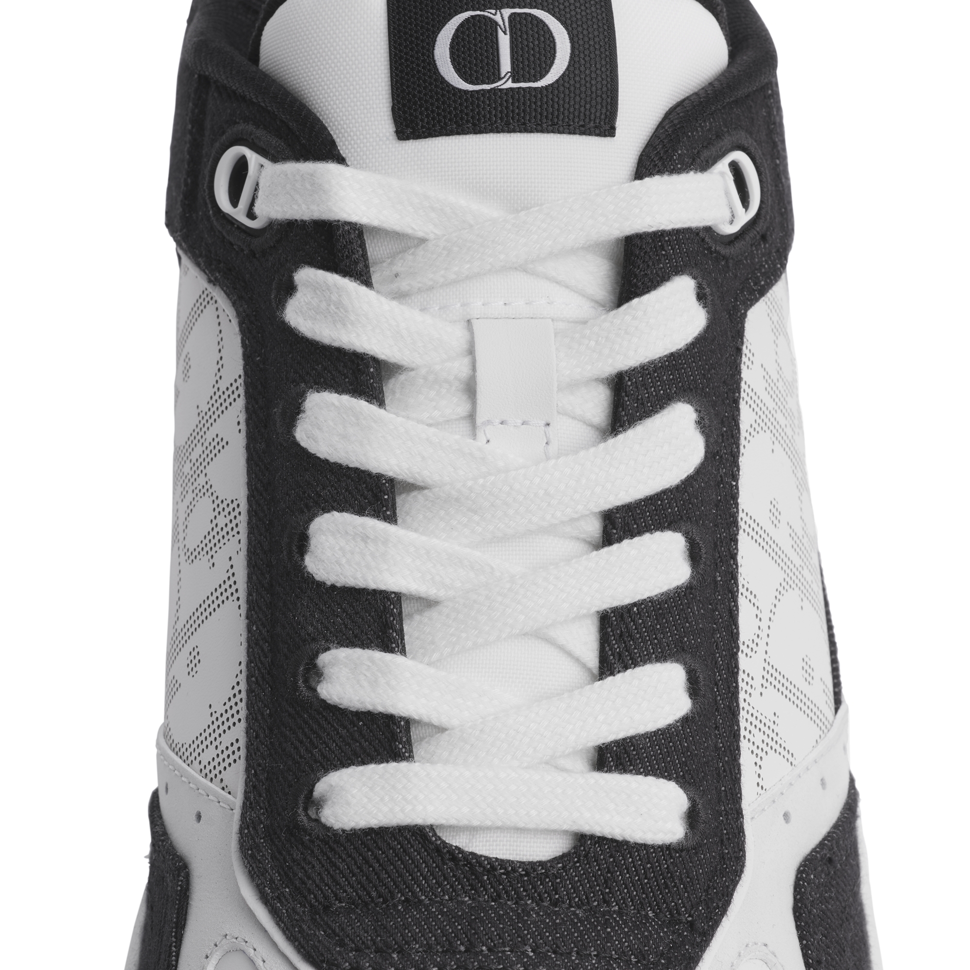 B27 Uptown Low-Top Sneaker White Smooth Calfskin, Black Denim and White Dior Oblique Galaxy Leather E11