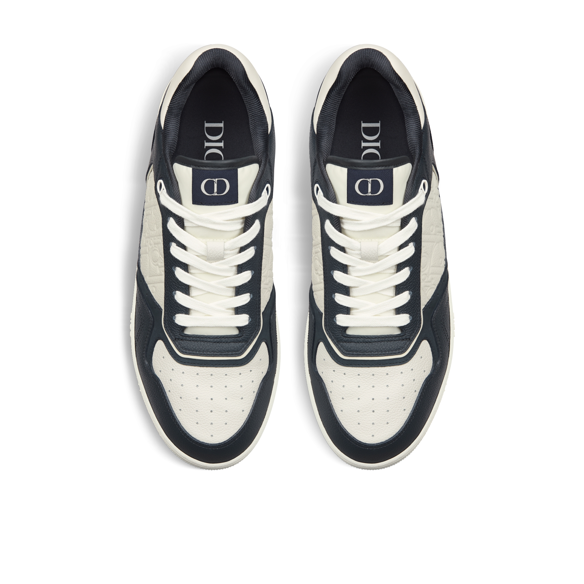 Sneaker B27 Uptown basse Cuir de veau grainé bleu marine et blanc et cuir Dior Gravity blanc E06