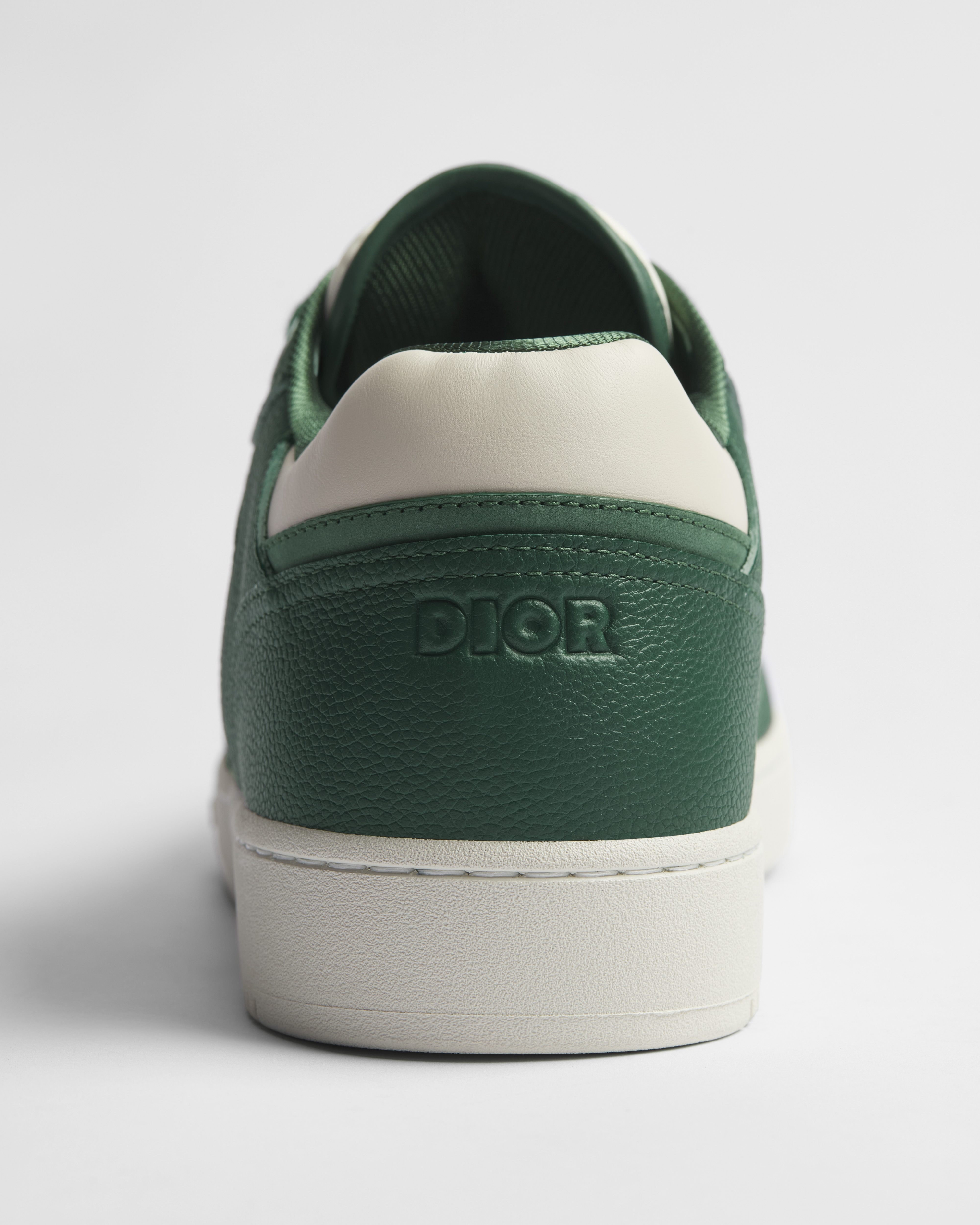 B27 업타운 로우탑 스니커즈 딥 그린 & 크림 그레인 카프스킨, 크림 디올 그래비티 가죽 E10