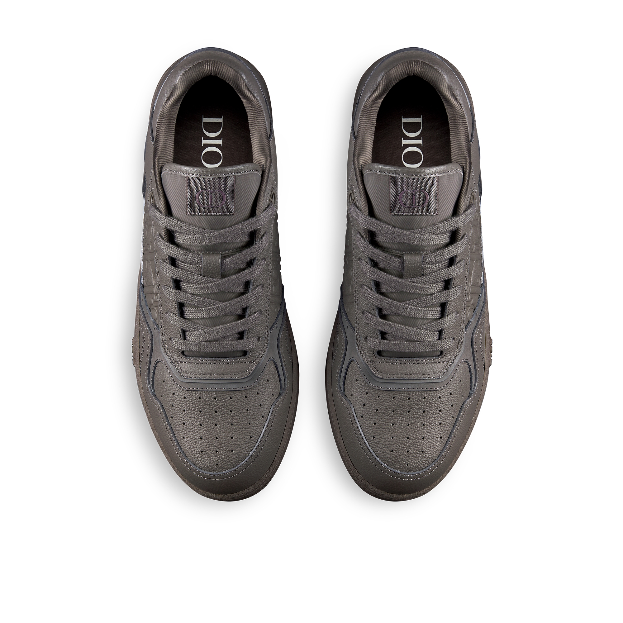 Sneaker B27 Uptown de cano baixo Couro de vitelo granulado cinza e couro Dior Gravity cinza E06