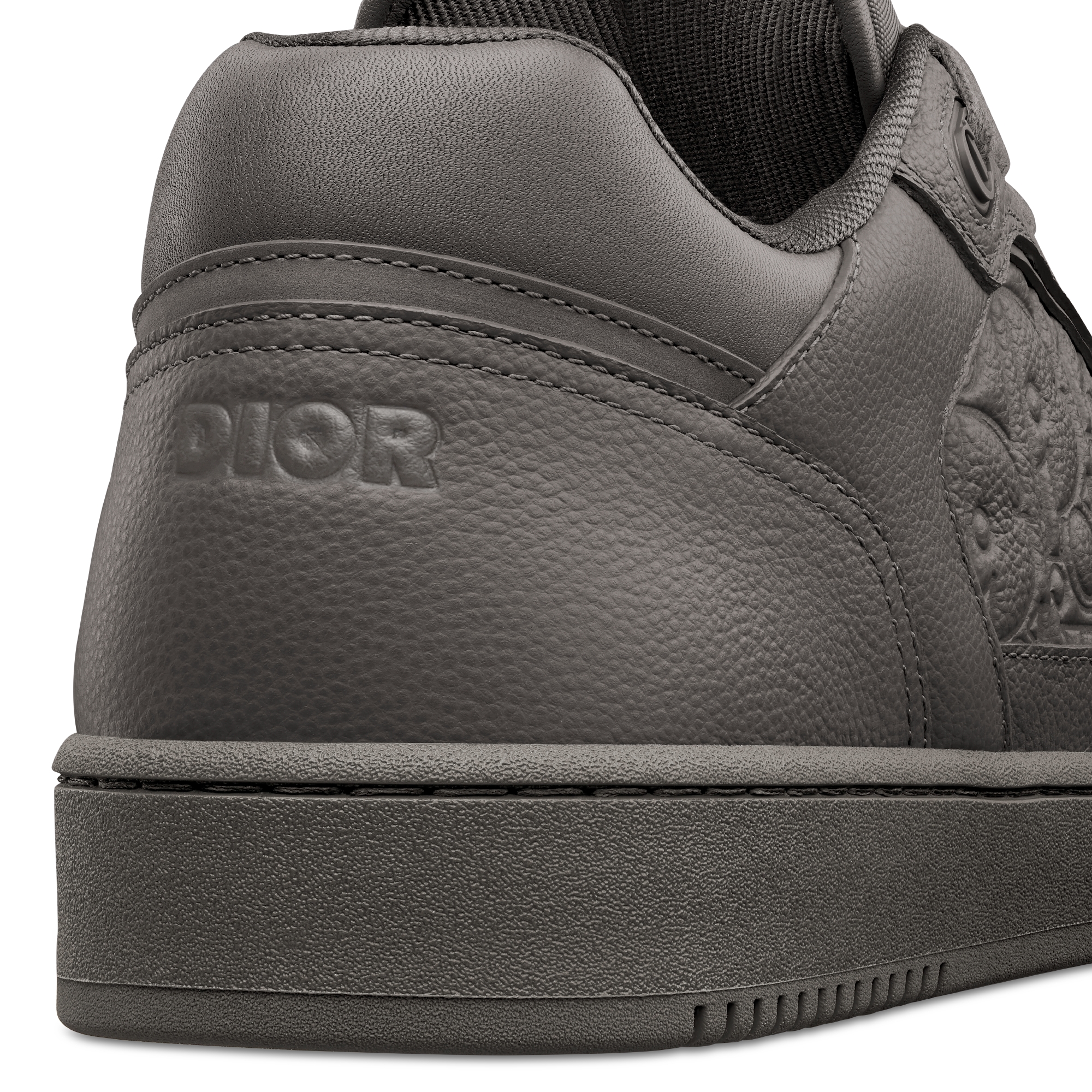 Sneaker B27 Uptown de cano baixo Couro de vitelo granulado cinza e couro Dior Gravity cinza E09