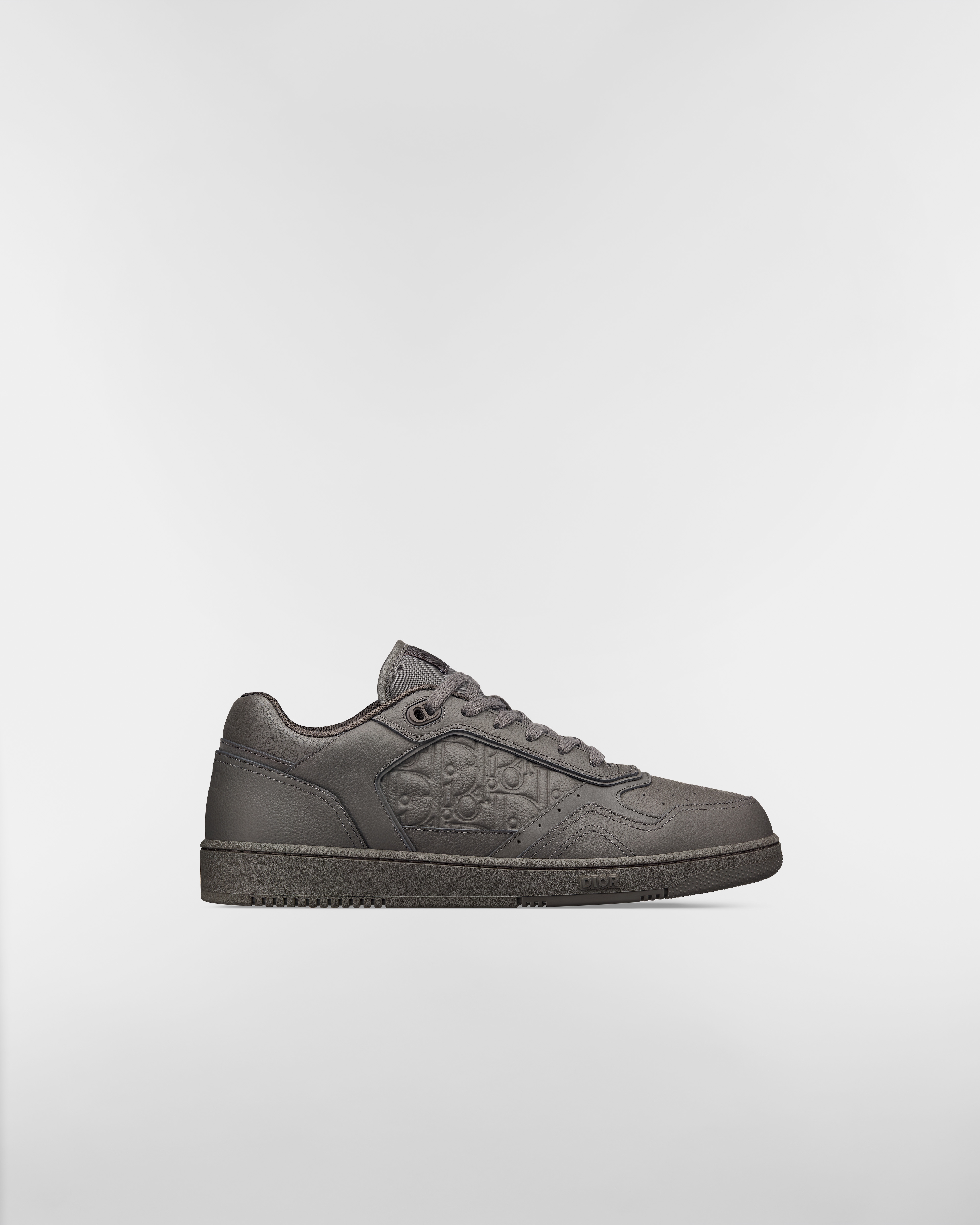 B27 Uptown Low Top Sneaker Genarbtes Kalbsleder in Grau und Dior Gravity Leder in Grau E02