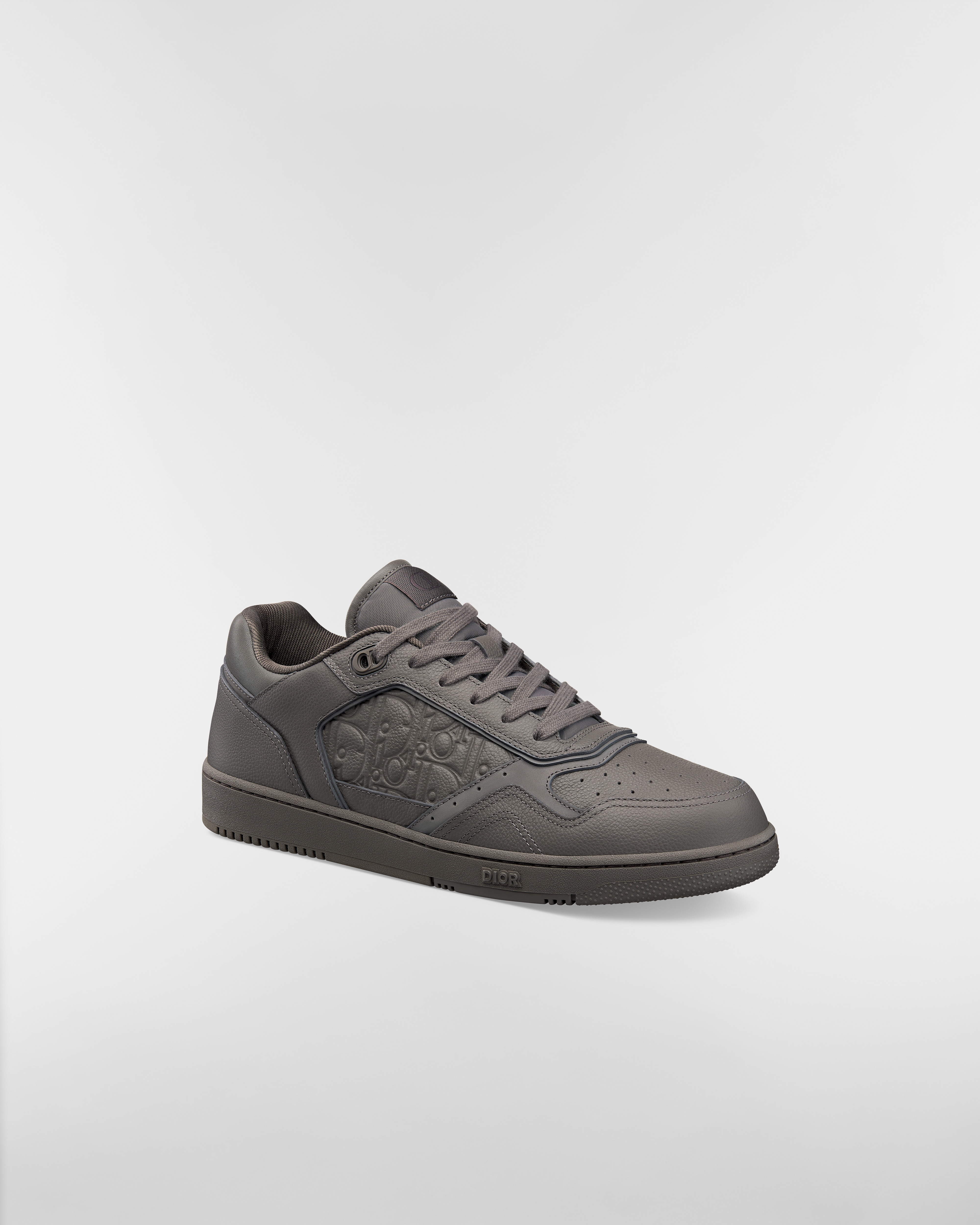 B27 Uptown Low Top Sneaker Genarbtes Kalbsleder in Grau und Dior Gravity Leder in Grau E03