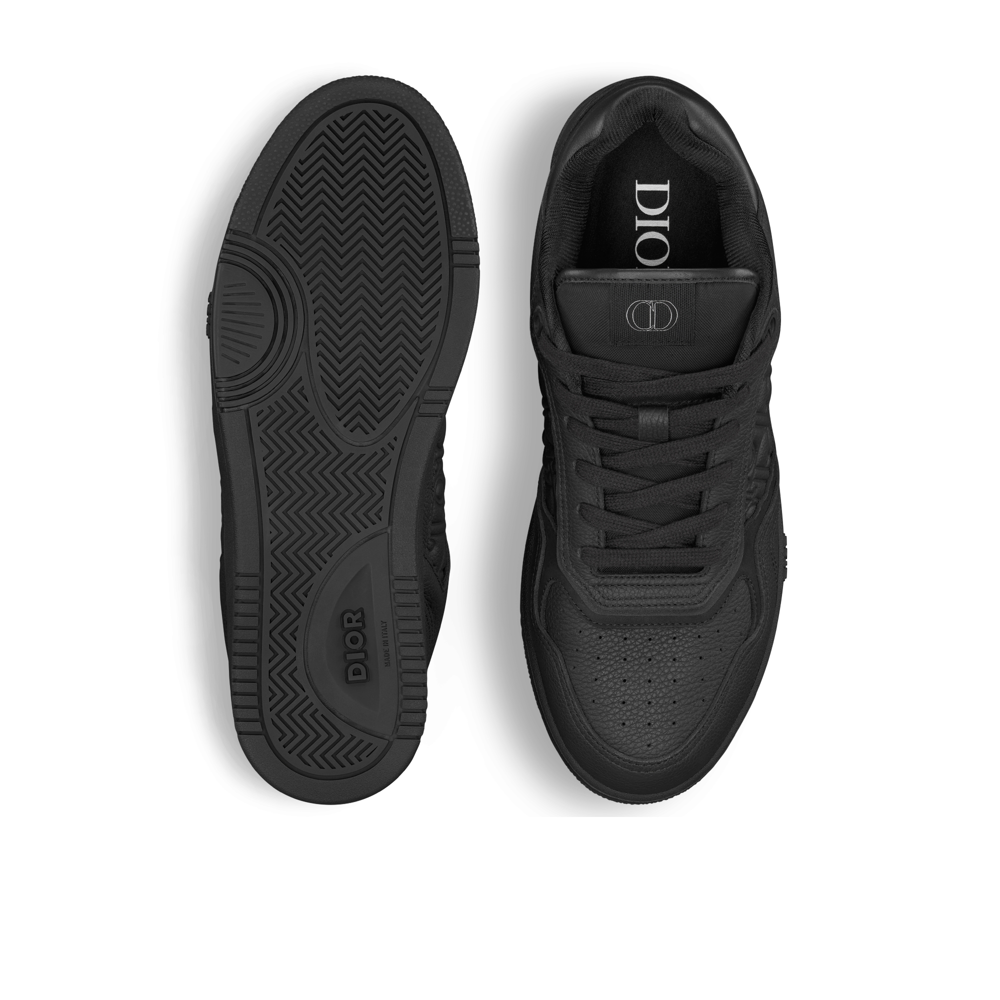 B27 Uptown 로우탑 스니커즈 블랙 그레인 송아지 가죽 & 블랙 Dior Gravity 가죽 E07