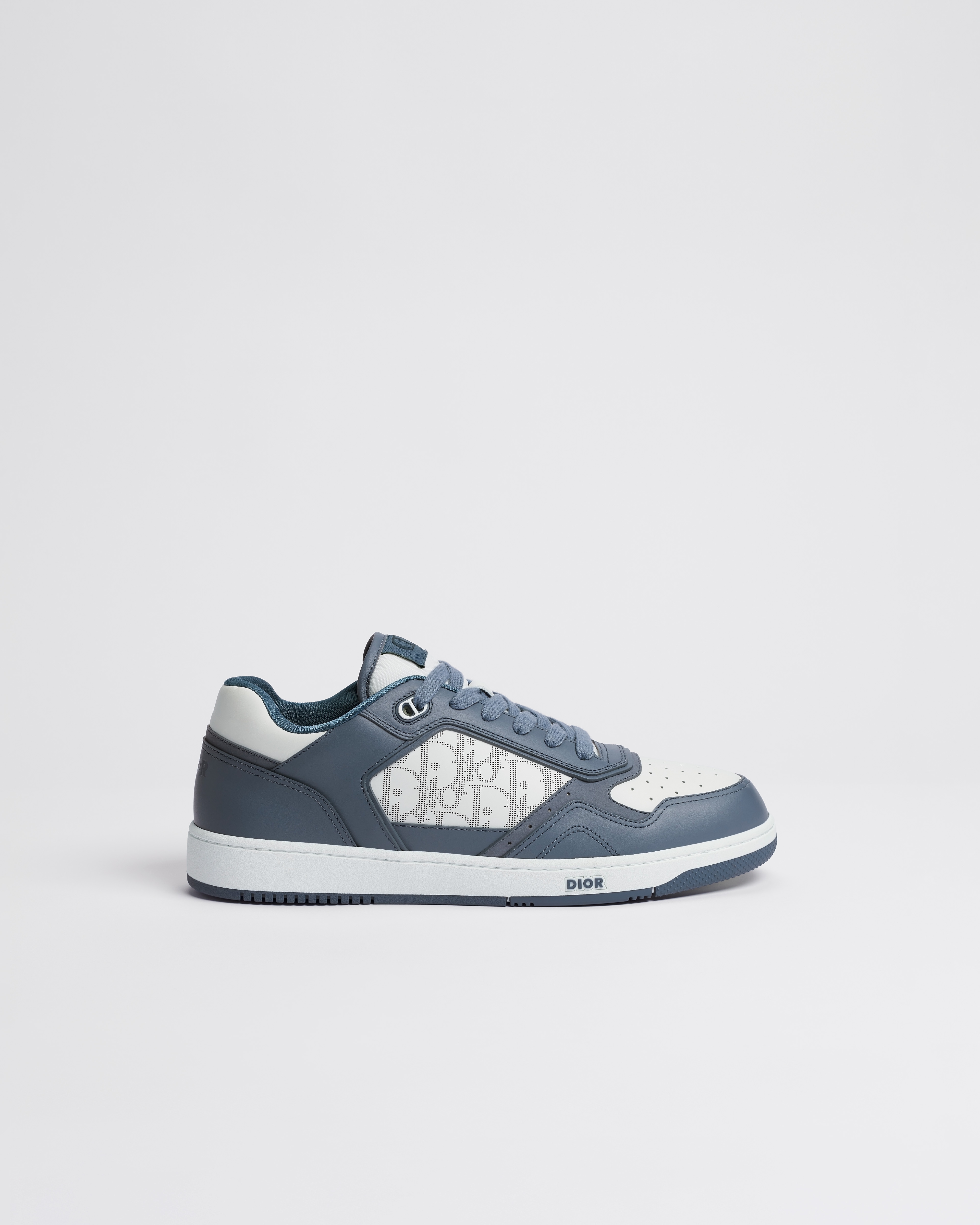 Sneaker bassa B27 Uptown Pelle di vitello liscia blu e bianca con pelle Dior Oblique Galaxy bianca E02
