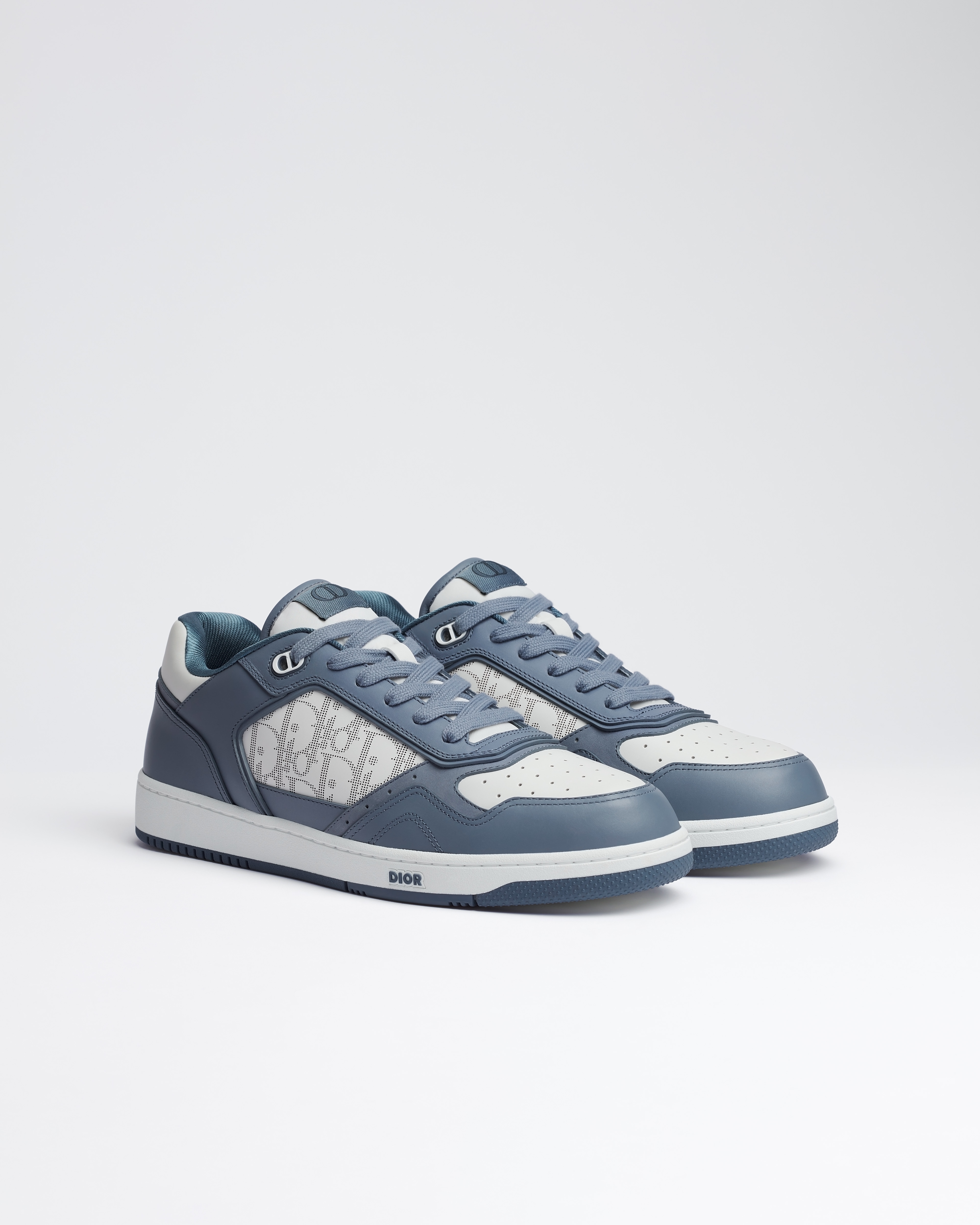 B27 Uptown Low-Top Sneaker Blue and White Smooth Calfskin with White Dior Oblique Galaxy Leather E03
