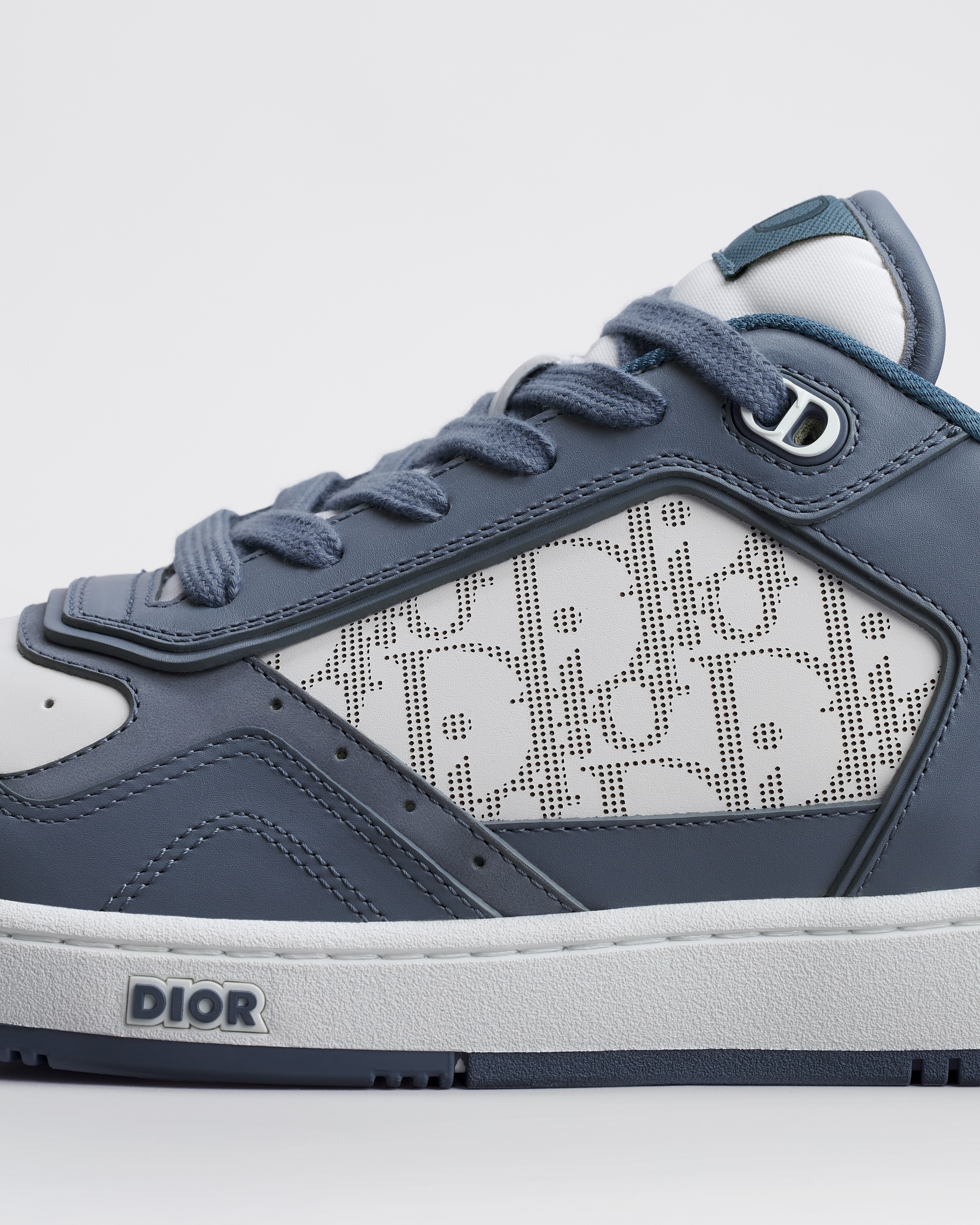 B27 Uptown Low-Top Sneaker Blue and White Smooth Calfskin with White Dior Oblique Galaxy Leather E09