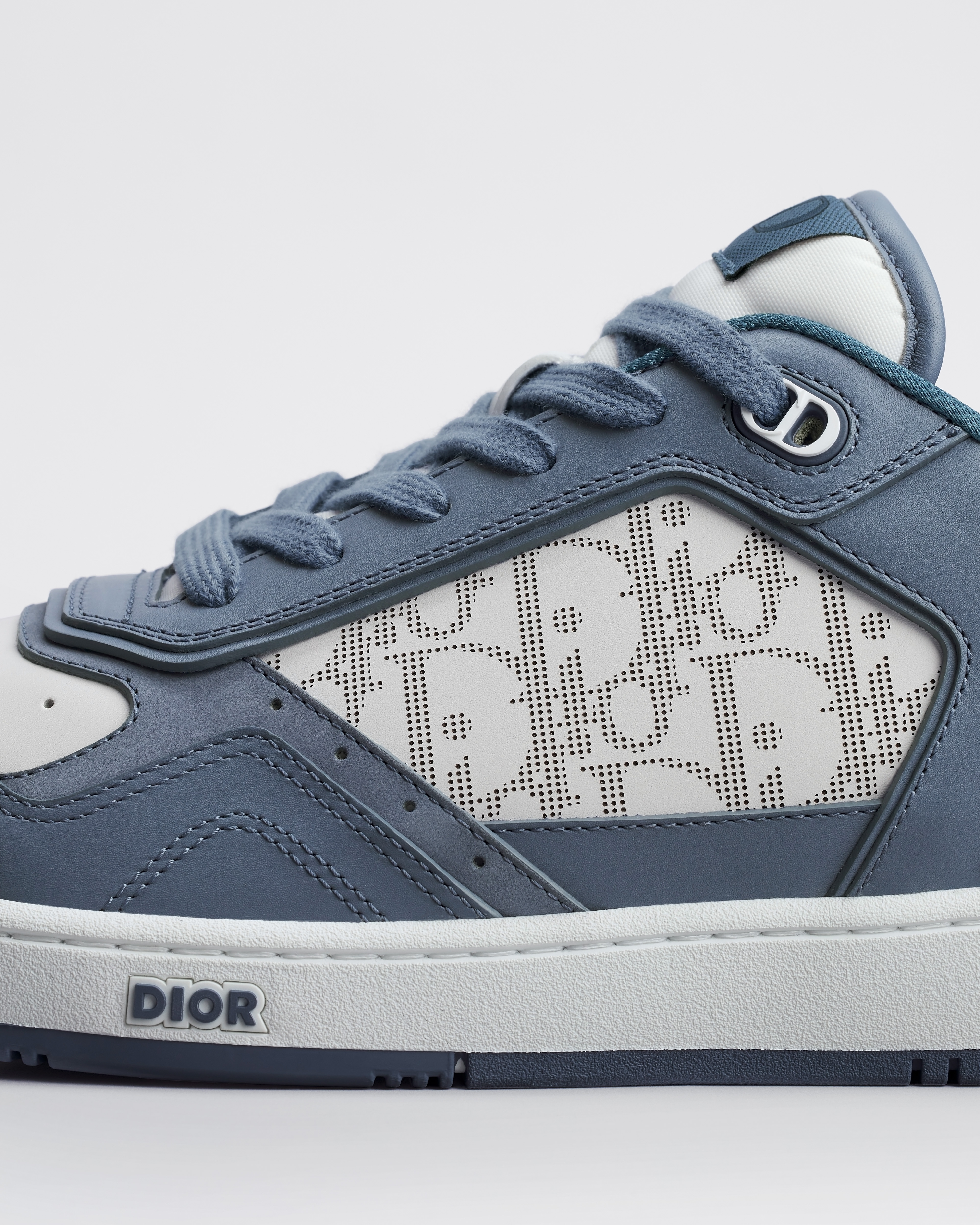 B27 Uptown Low-Top Sneaker Blue and White Smooth Calfskin with White Dior Oblique Galaxy Leather E09