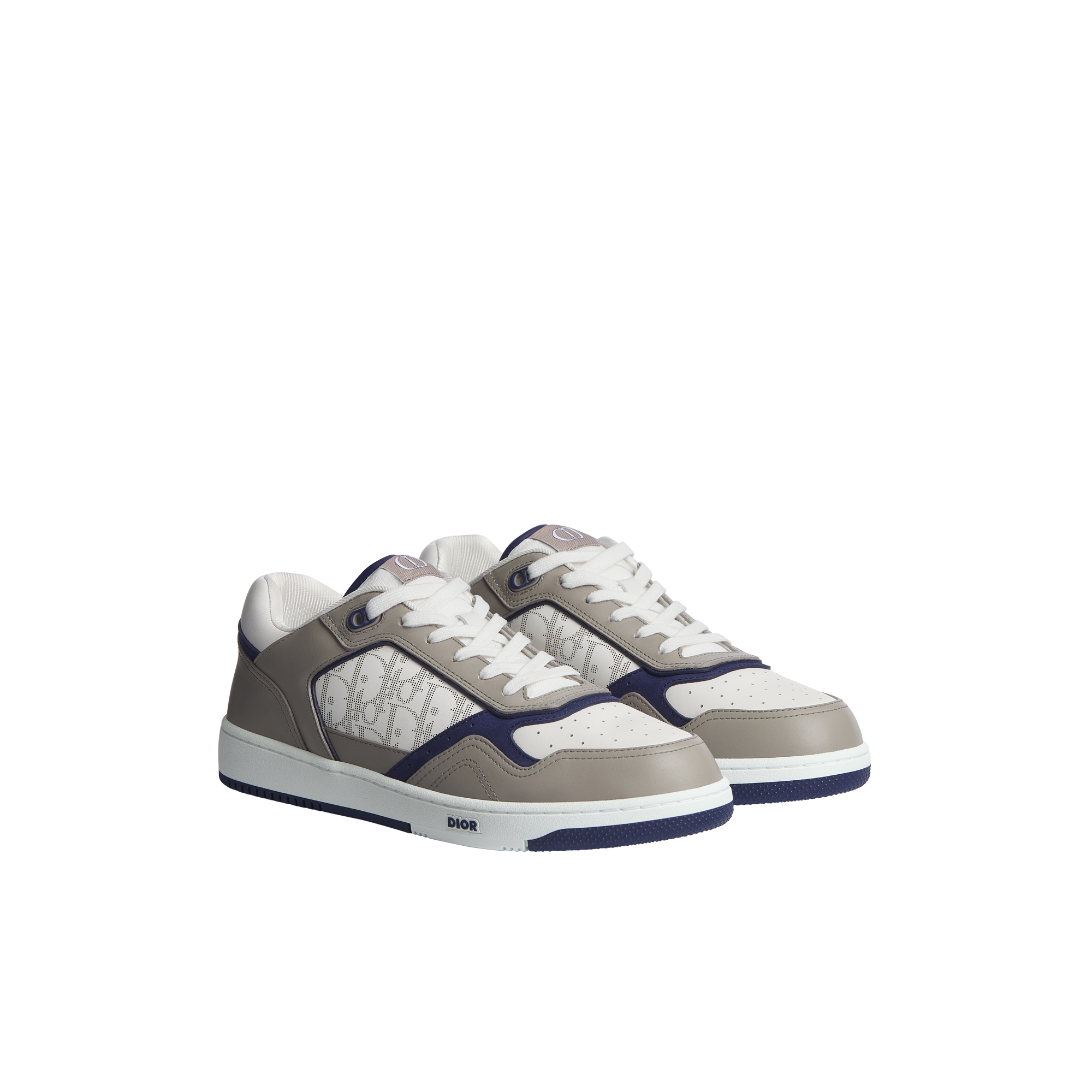 B27 Uptown Low-Top Sneaker Gray, White and Navy Blue Smooth Calfskin with White Dior Oblique Galaxy Leather E03