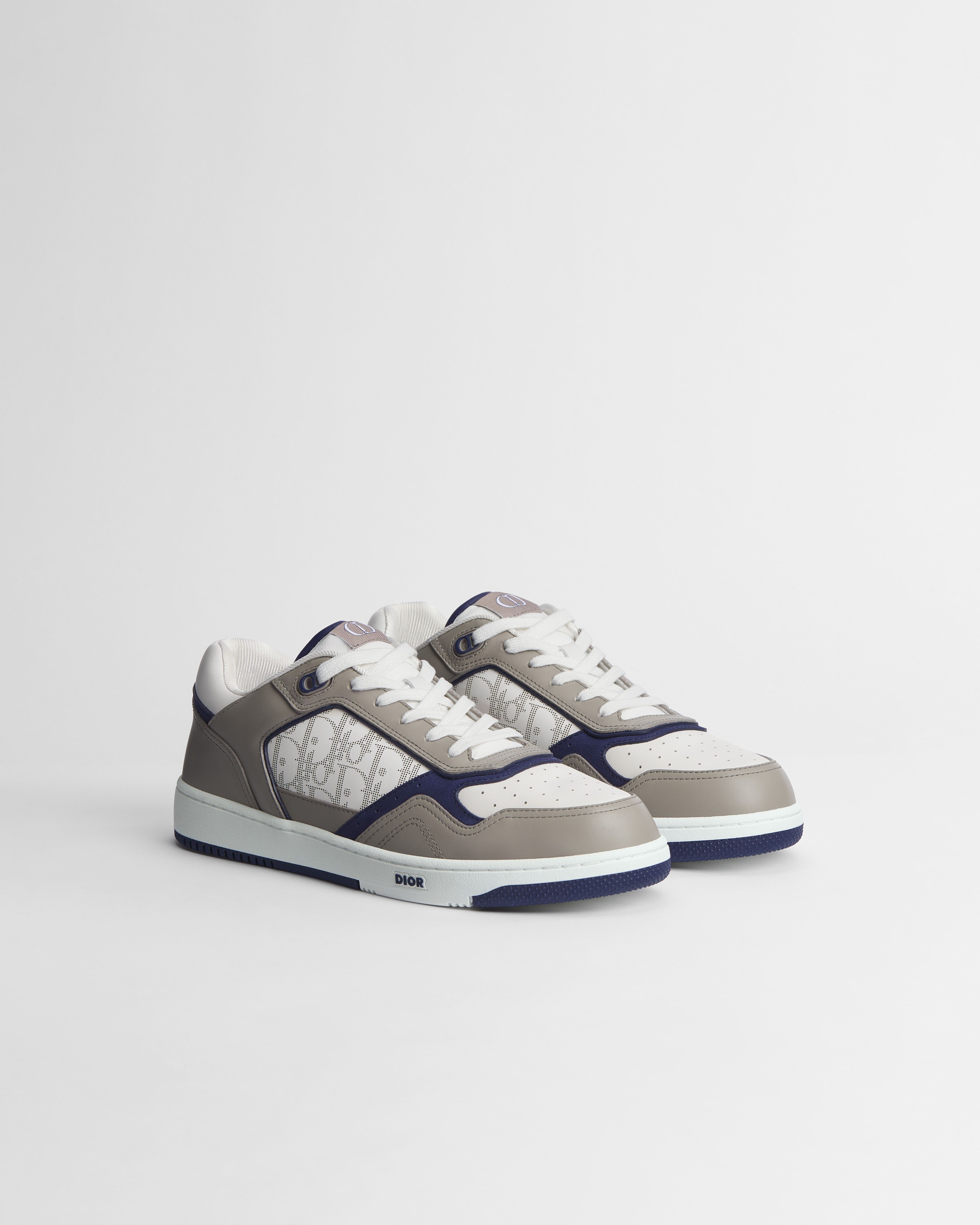 B27 Uptown Low-Top Sneaker Gray, White and Navy Blue Smooth Calfskin with White Dior Oblique Galaxy Leather E03