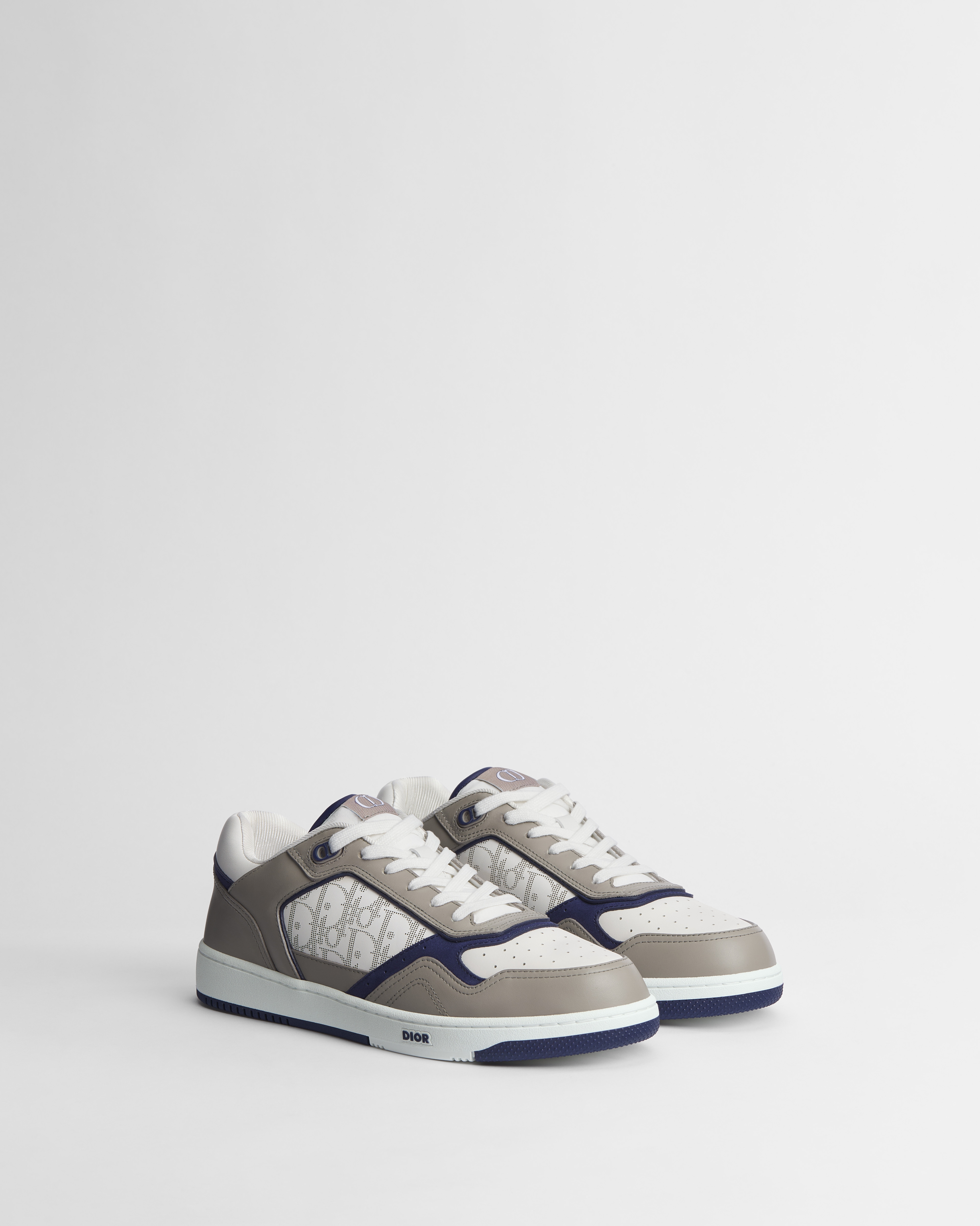 B27 Uptown Low-Top Sneaker Gray, White and Navy Blue Smooth Calfskin with White Dior Oblique Galaxy Leather E03
