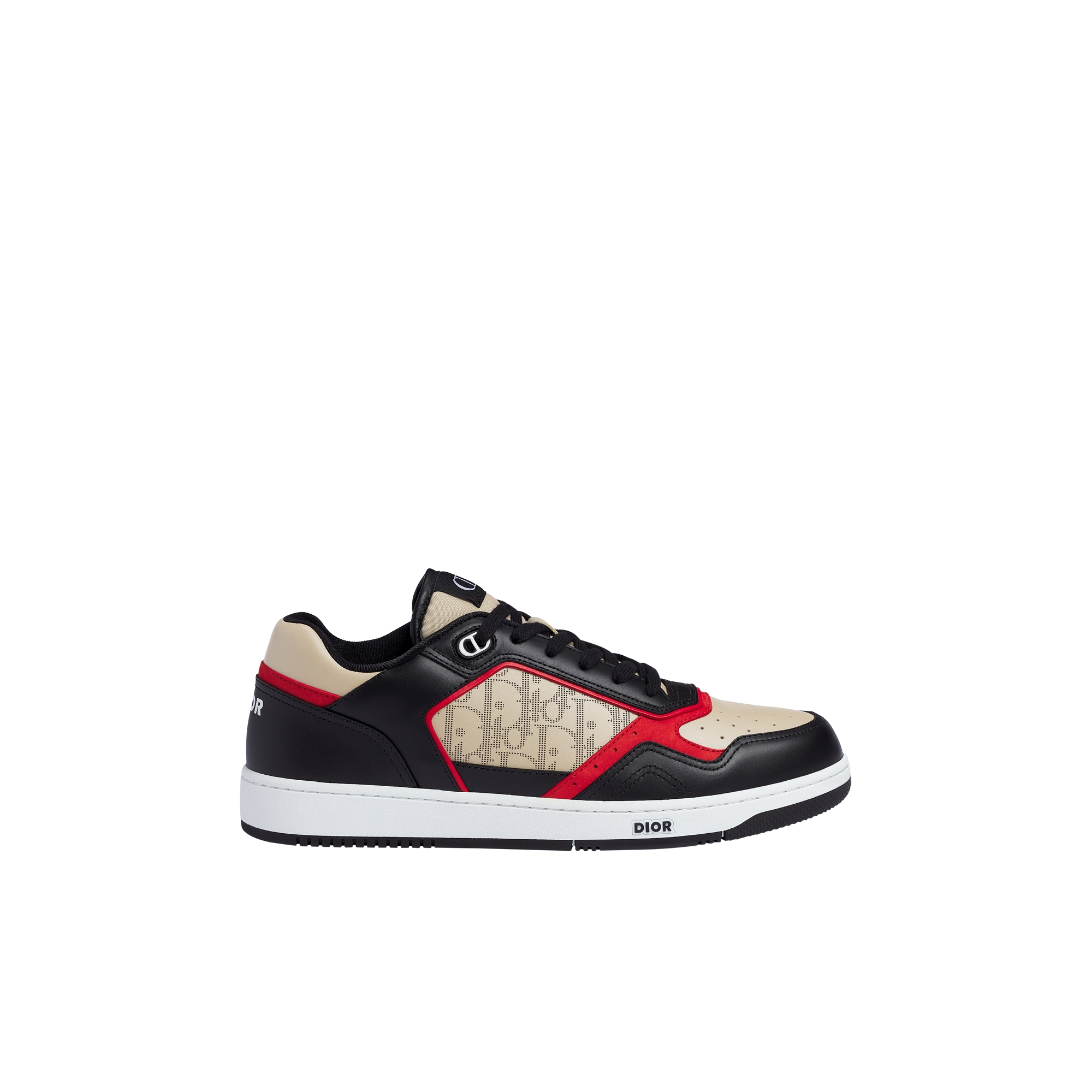 B27 Uptown Low-Top Sneaker Black, Cream and Red Smooth Calfskin with Cream Dior Oblique Galaxy Leather E02