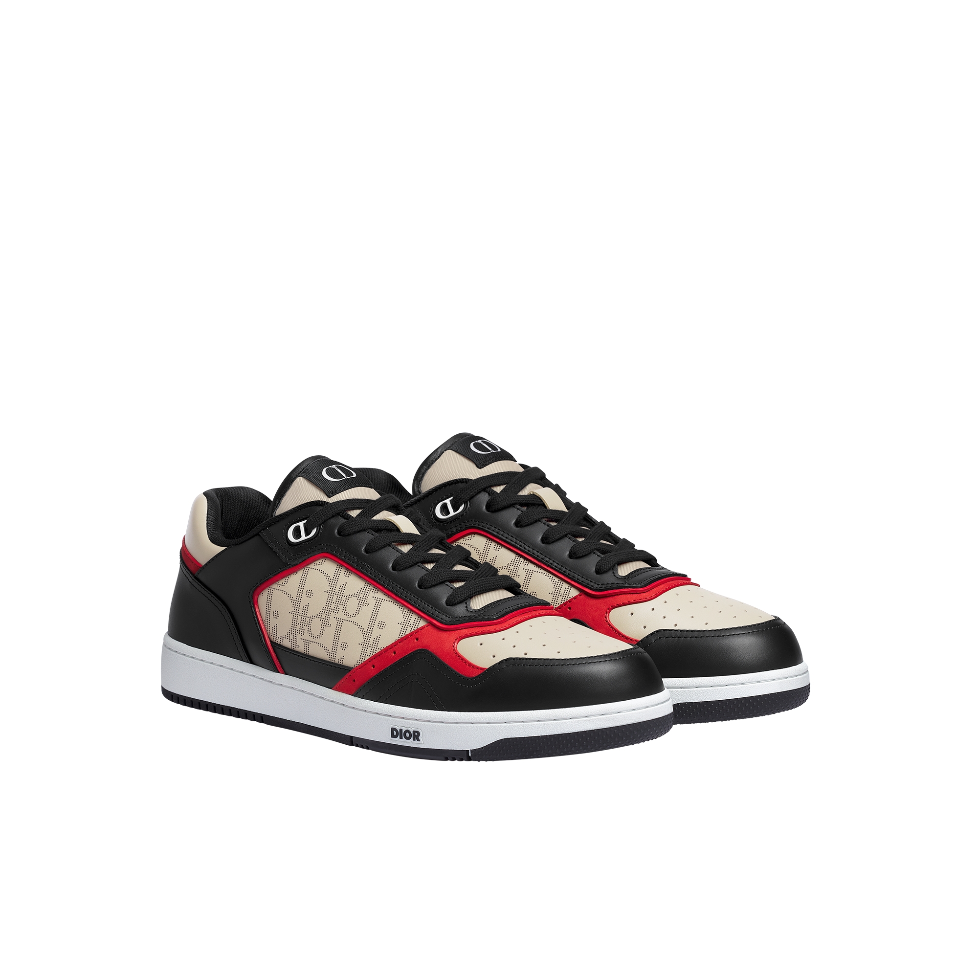 B27 Uptown Low-Top Sneaker Black, Cream and Red Smooth Calfskin with Cream Dior Oblique Galaxy Leather E03