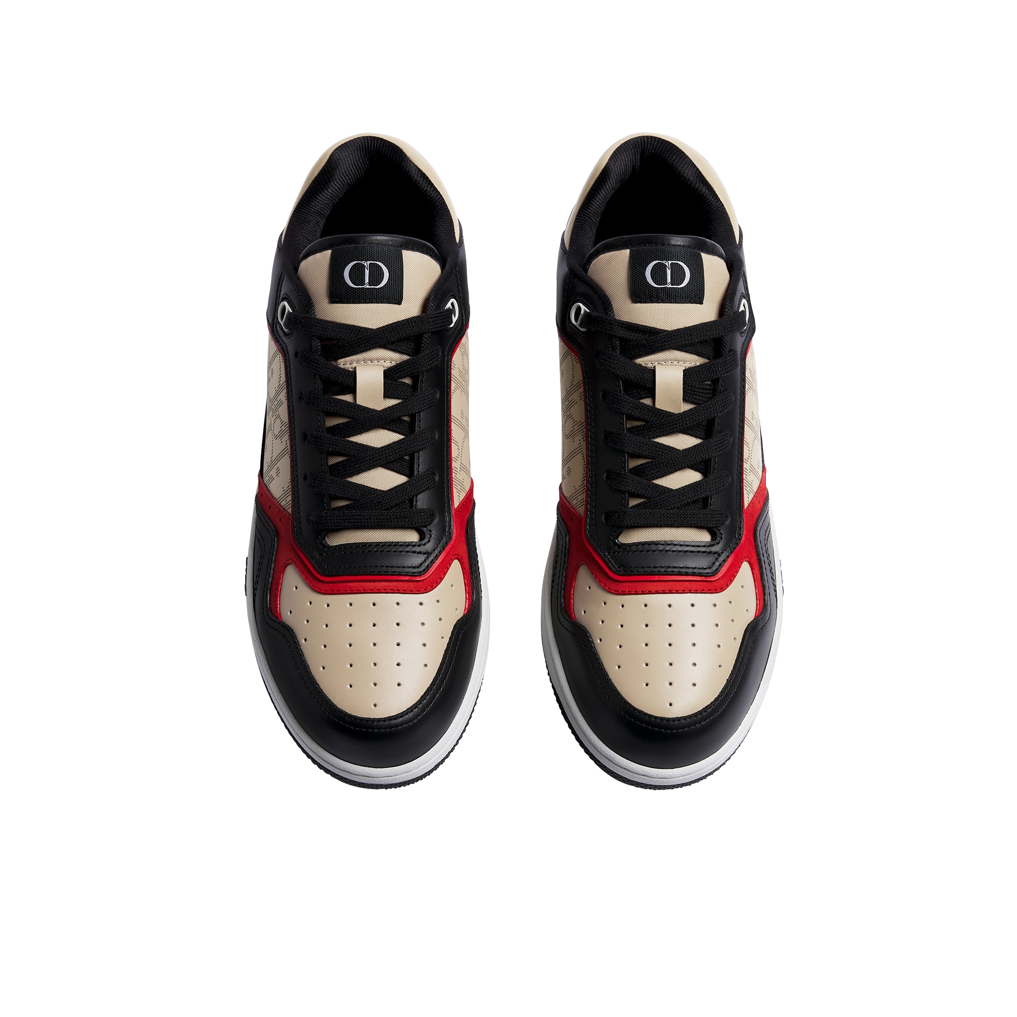 B27 Uptown Low-Top Sneaker Black, Cream and Red Smooth Calfskin with Cream Dior Oblique Galaxy Leather E06