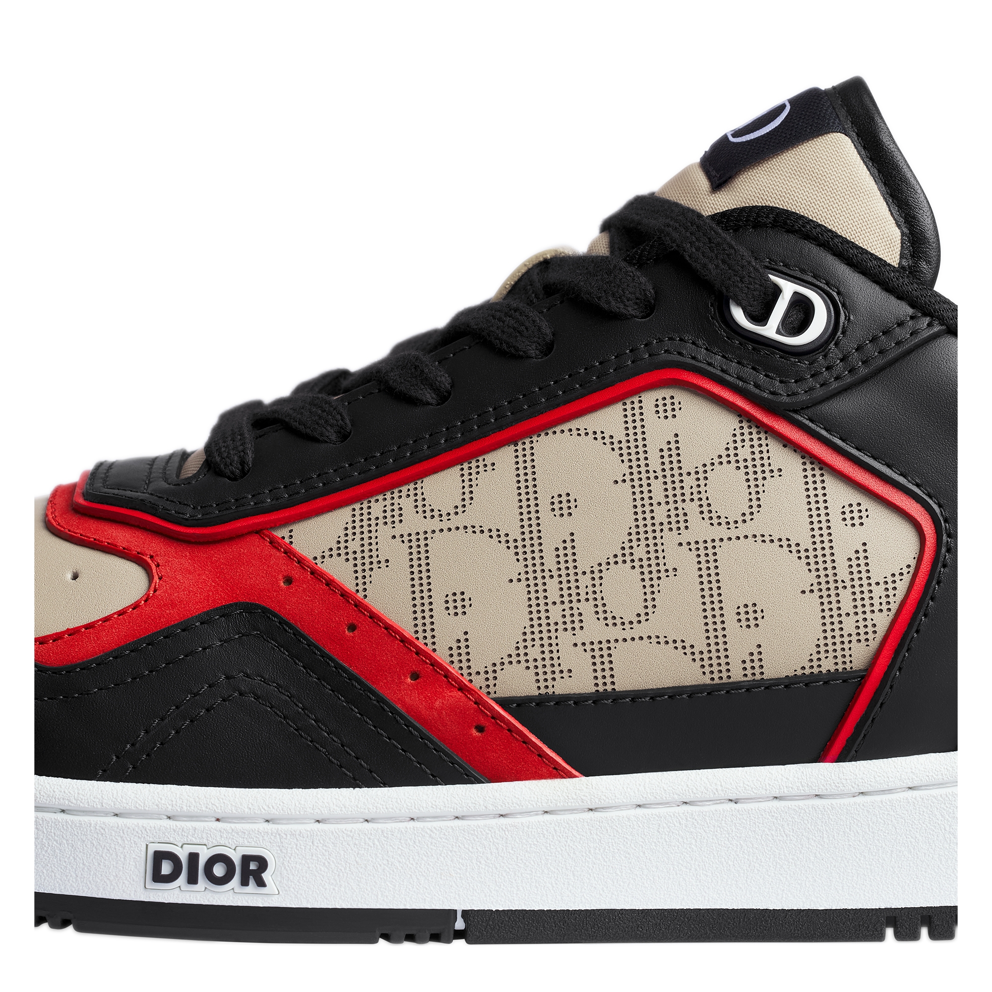 B27 Uptown Low-Top Sneaker Black, Cream and Red Smooth Calfskin with Cream Dior Oblique Galaxy Leather E09