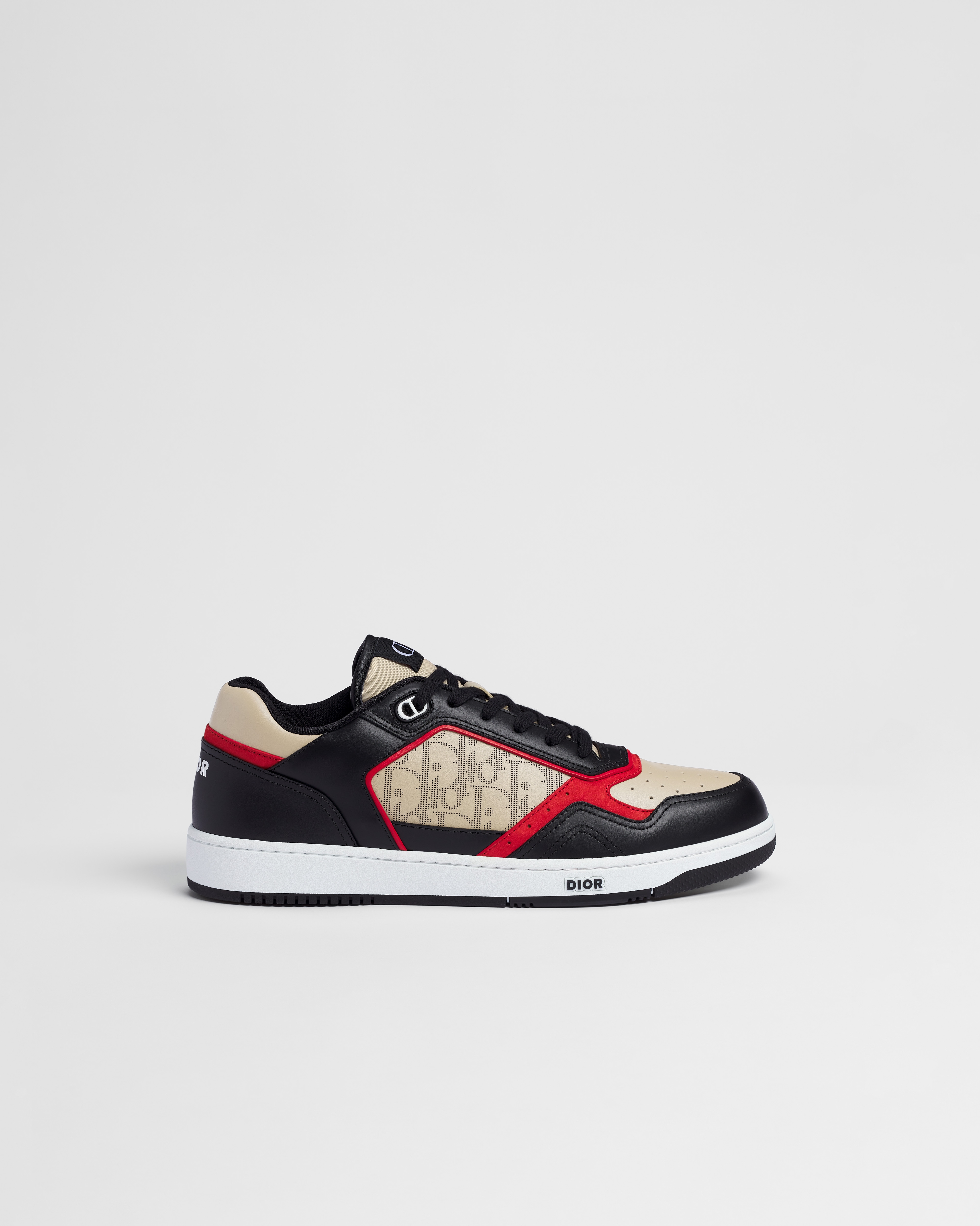 B27 Uptown Low-Top Sneaker Black, Cream and Red Smooth Calfskin with Cream Dior Oblique Galaxy Leather E02