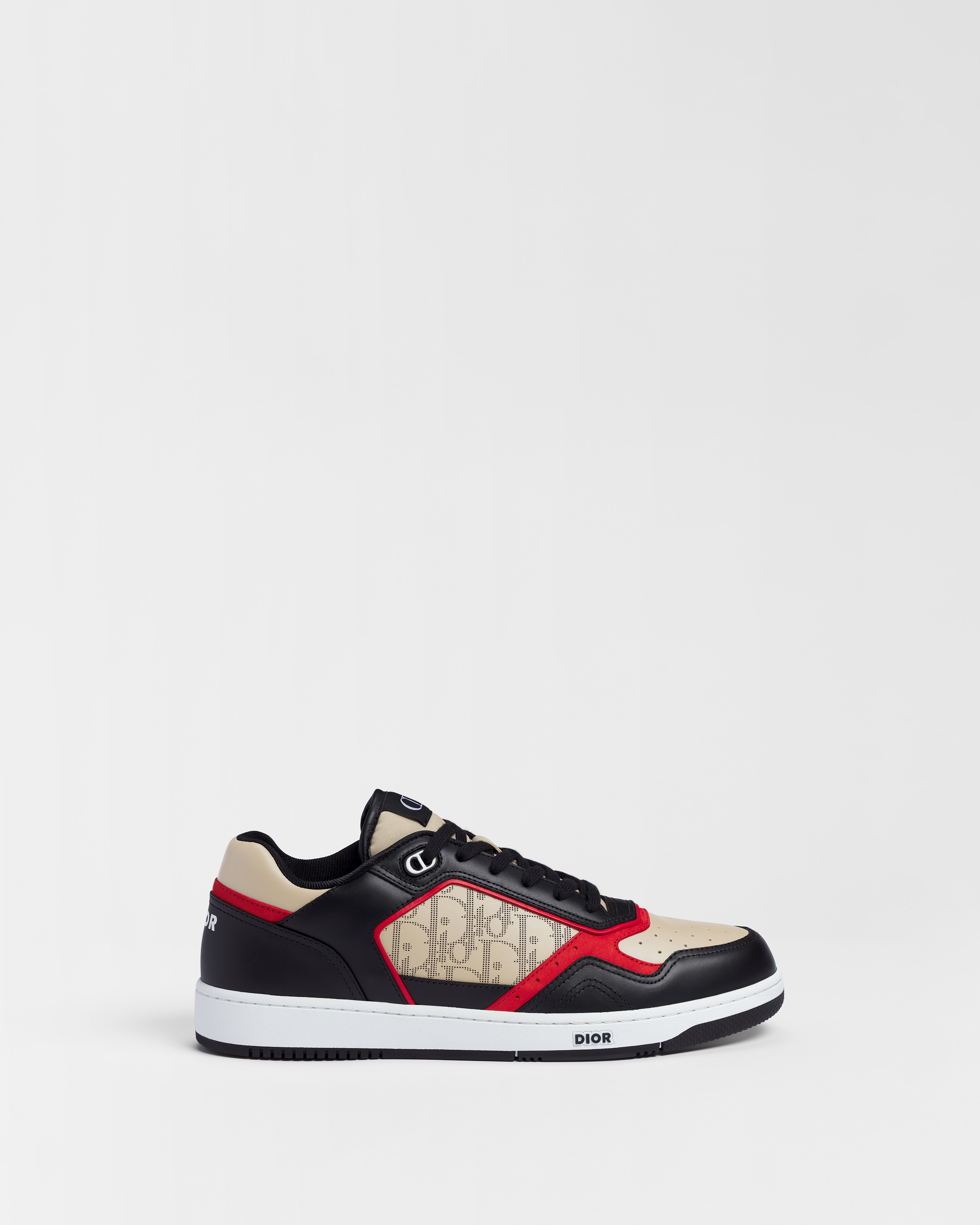 B27 Uptown Low-Top Sneaker Black, Cream and Red Smooth Calfskin with Cream Dior Oblique Galaxy Leather E02