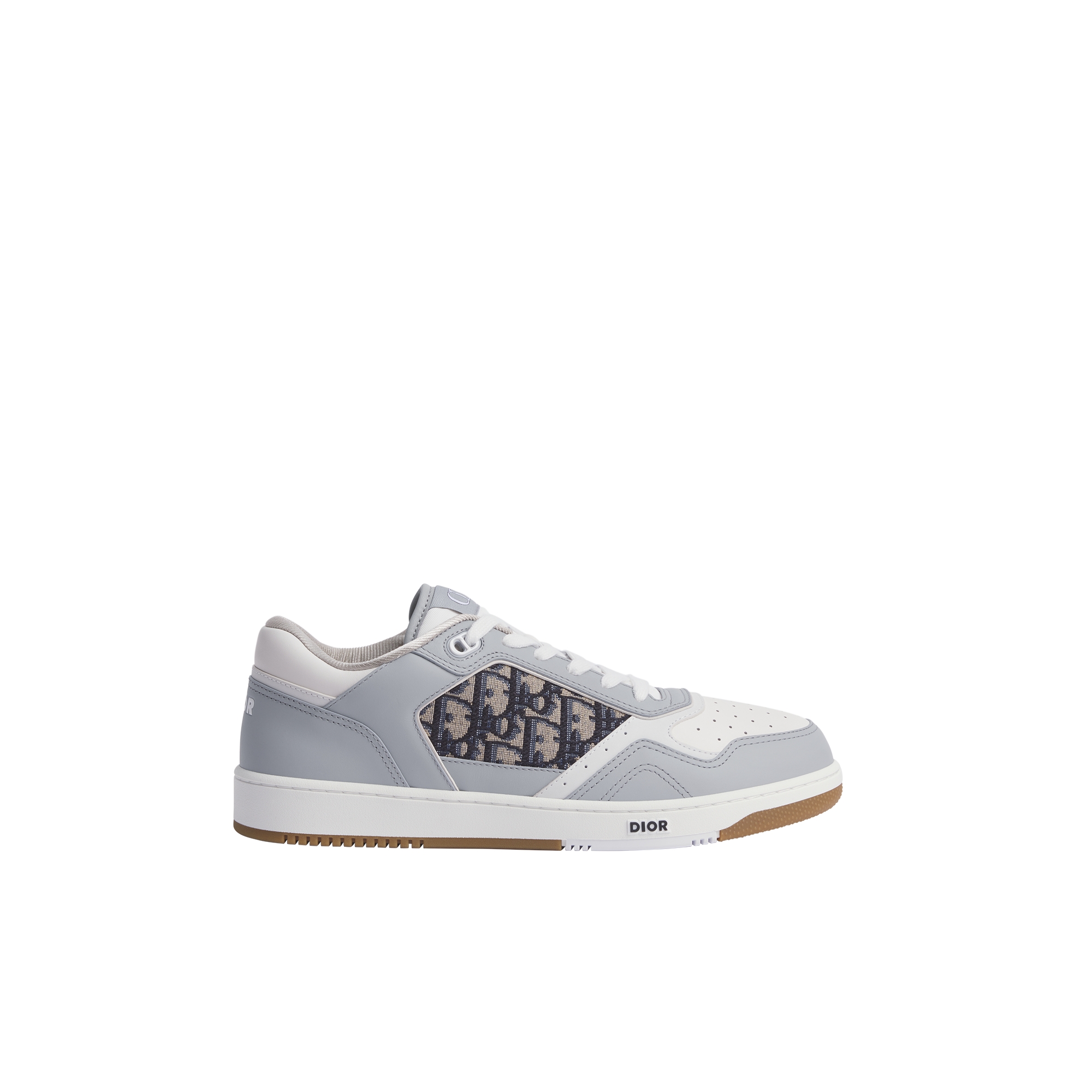  جلد العجل الناعم باللونين الرمادي والأبيض مع نمط ديور أوبليك بحبك الجاكار باللونين البيج والأسود