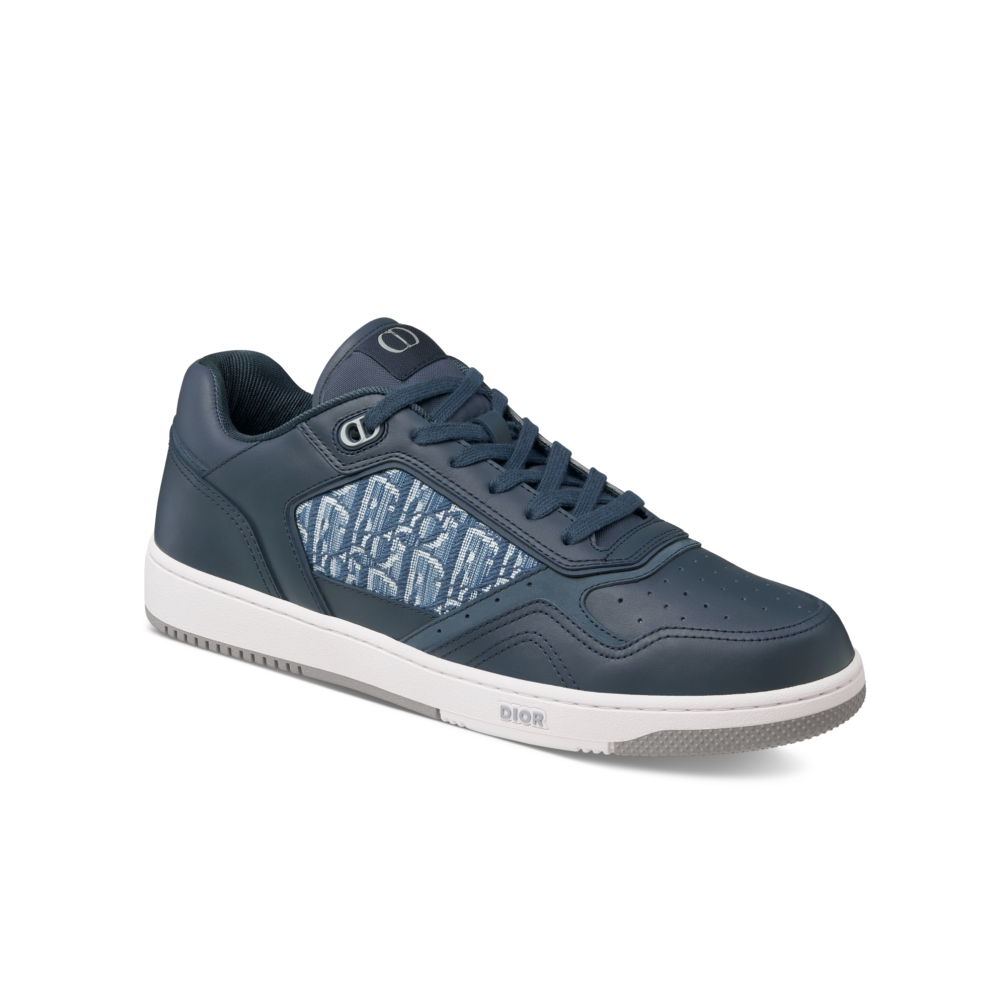 Lage B27 Uptown-sneaker Blauw soepel kalfsleer en blauwe Dior Oblique-jacquard E03