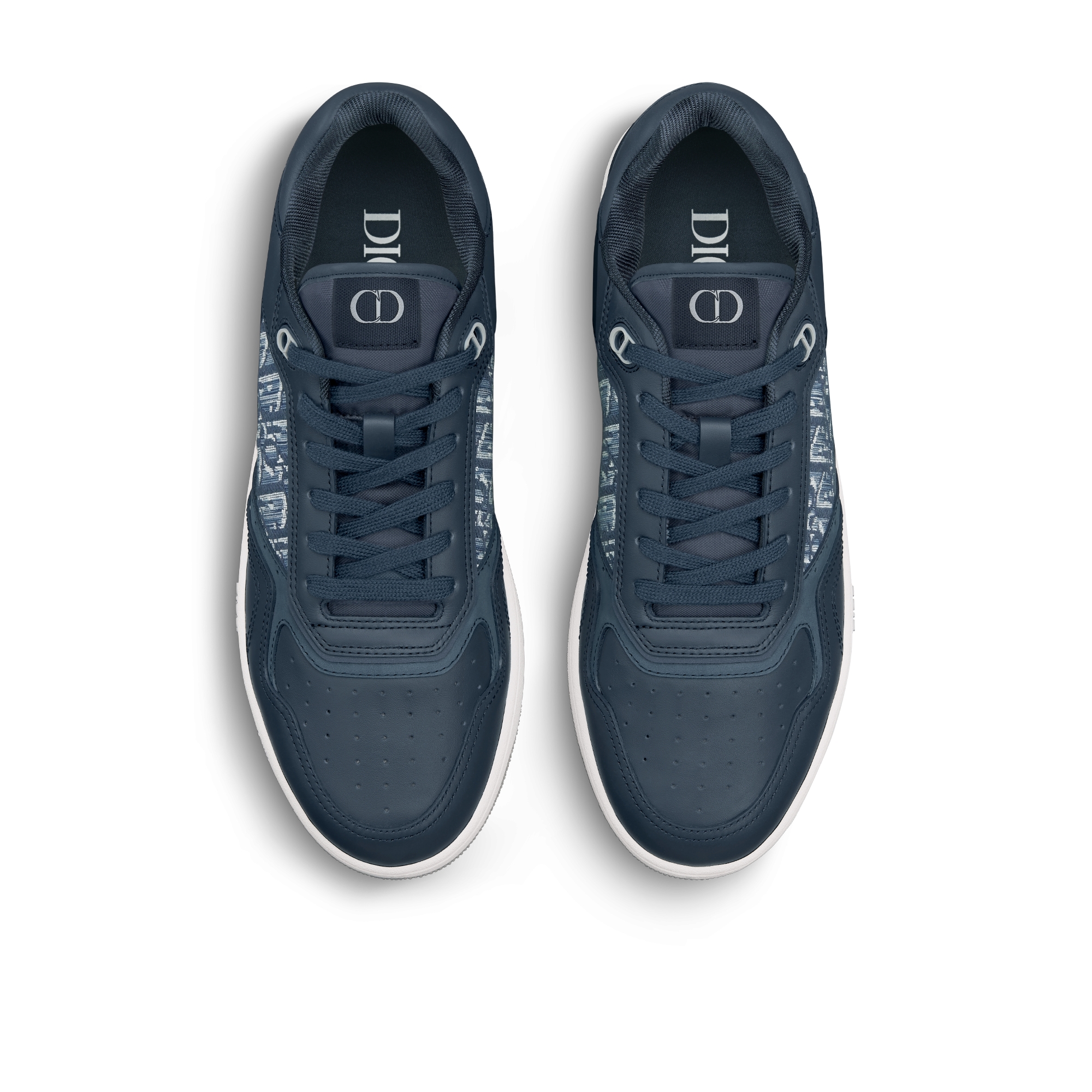 Lage B27 Uptown-sneaker Blauw soepel kalfsleer en blauwe Dior Oblique-jacquard E06