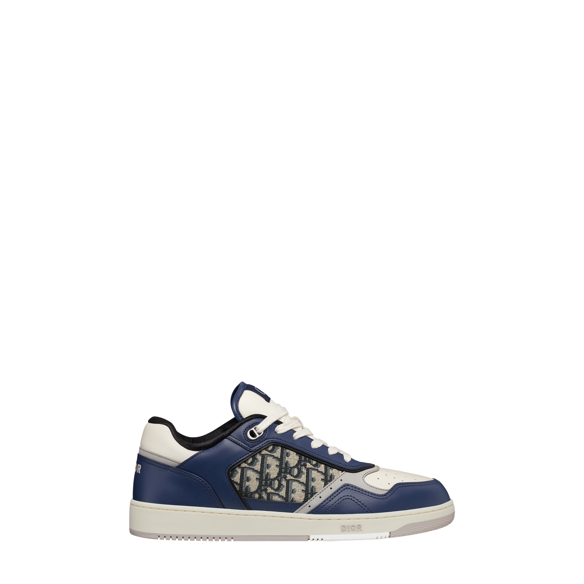  Piel de becerro lisa azul, crema y gris Dior con motivo Dior Oblique en jacquard beige y negro