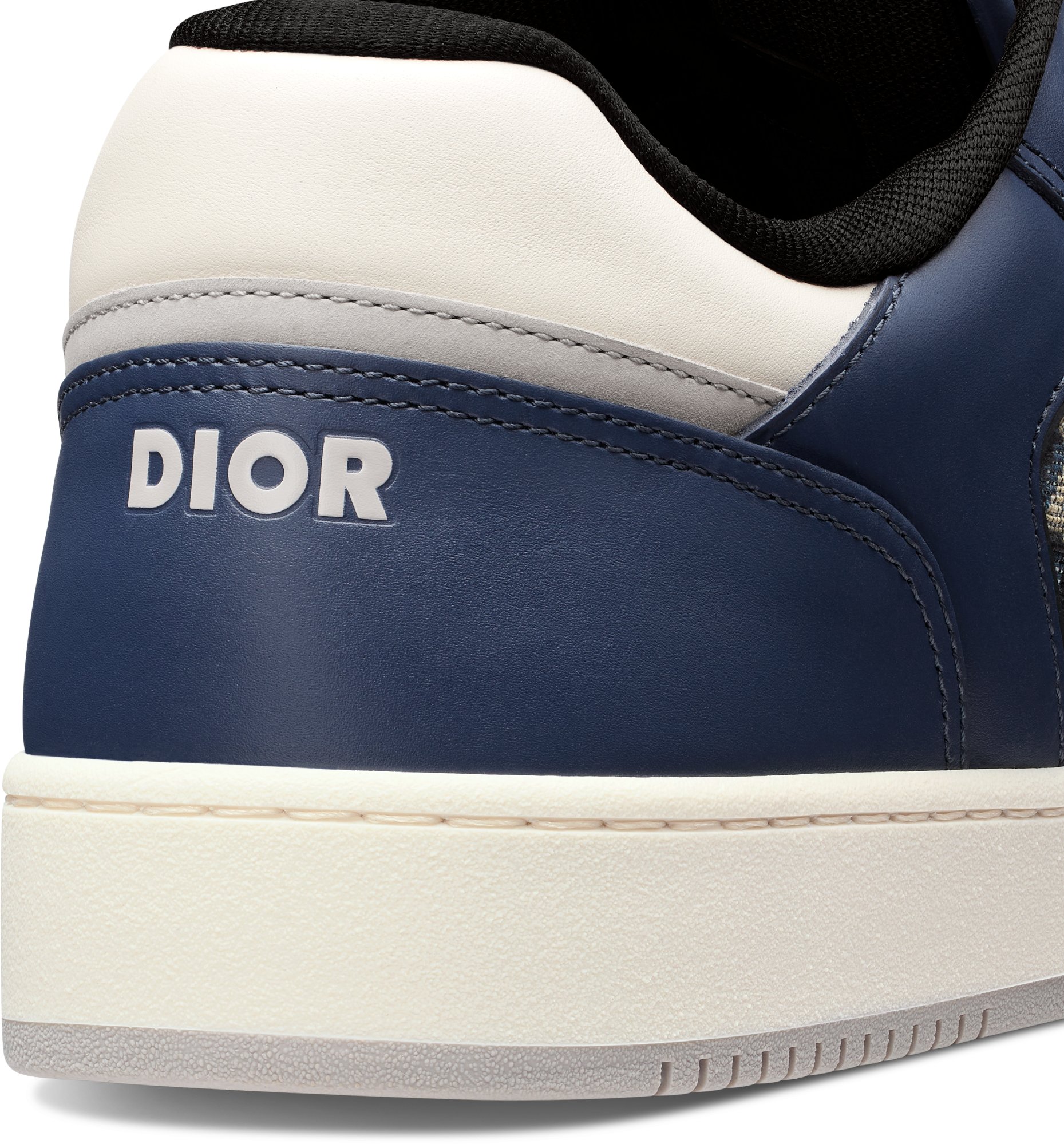 B27 Low Top Sneaker Blue Cream and Dior Gray Smooth Calfskin with Beige and Black Dior Oblique Jacquard DIOR