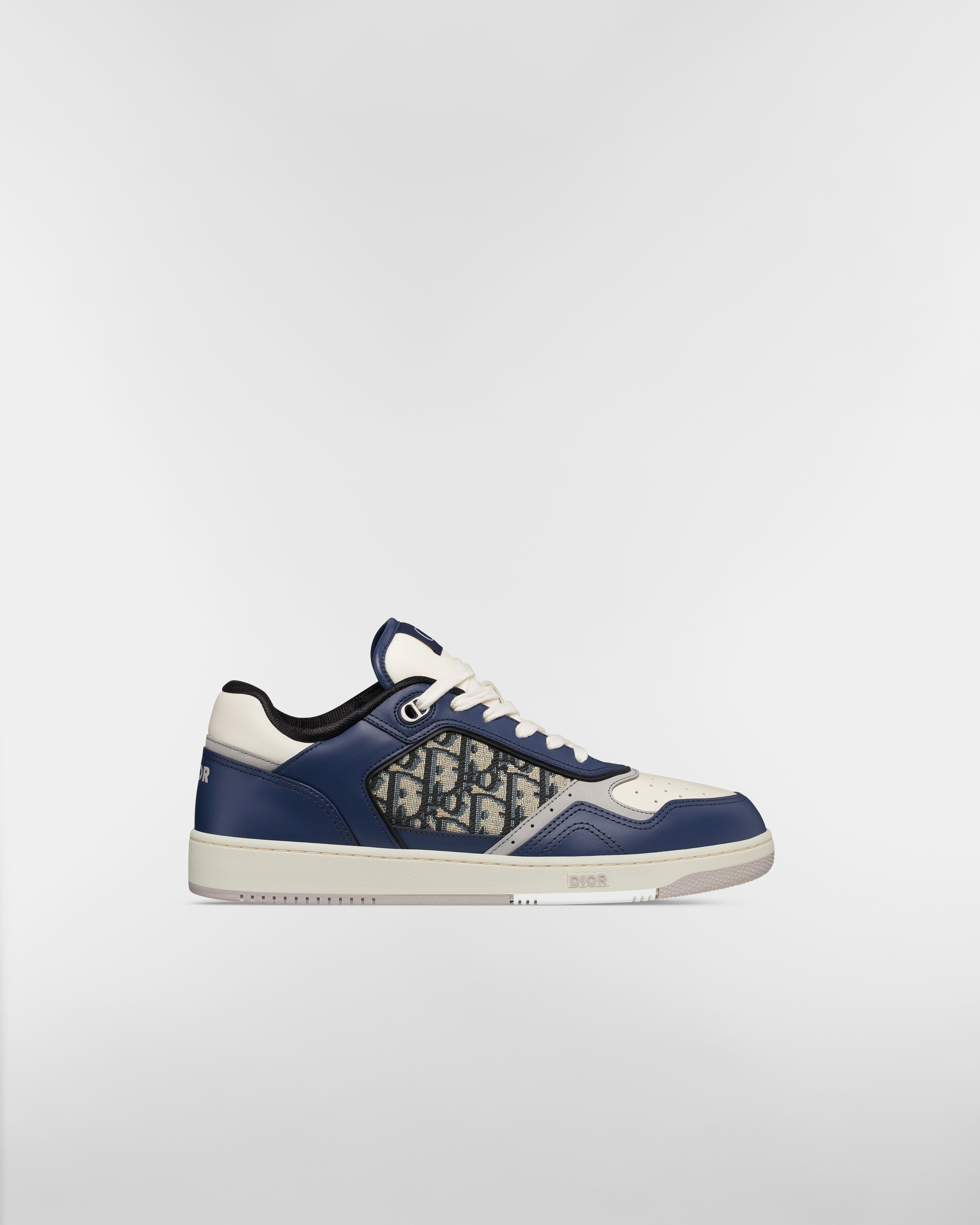 B27 Uptown Low-Top Sneaker Blue, Cream and Dior Gray Smooth Calfskin with Beige and Black Dior Oblique Jacquard E02