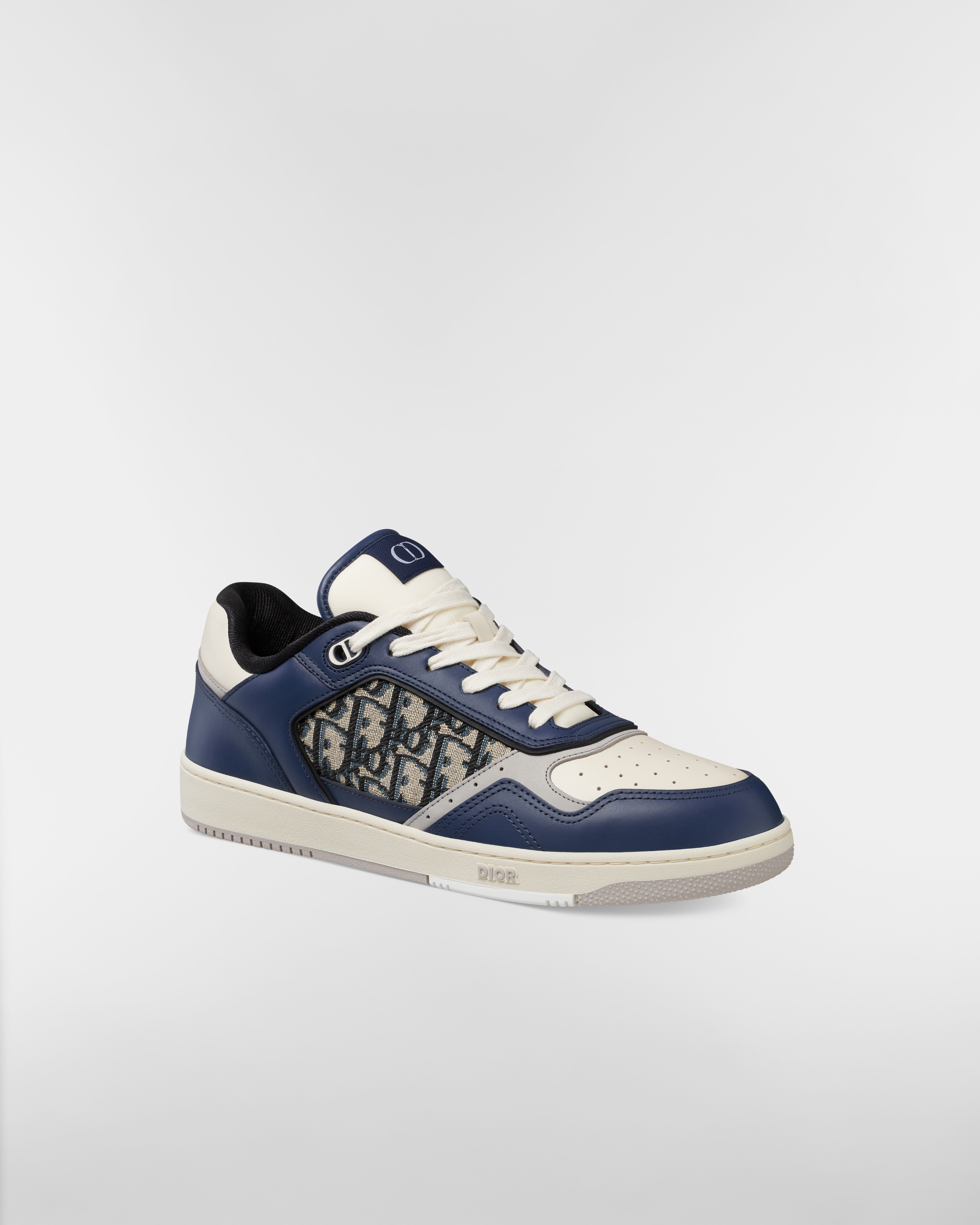 B27 Uptown Low-Top Sneaker Blue, Cream and Dior Gray Smooth Calfskin with Beige and Black Dior Oblique Jacquard E03