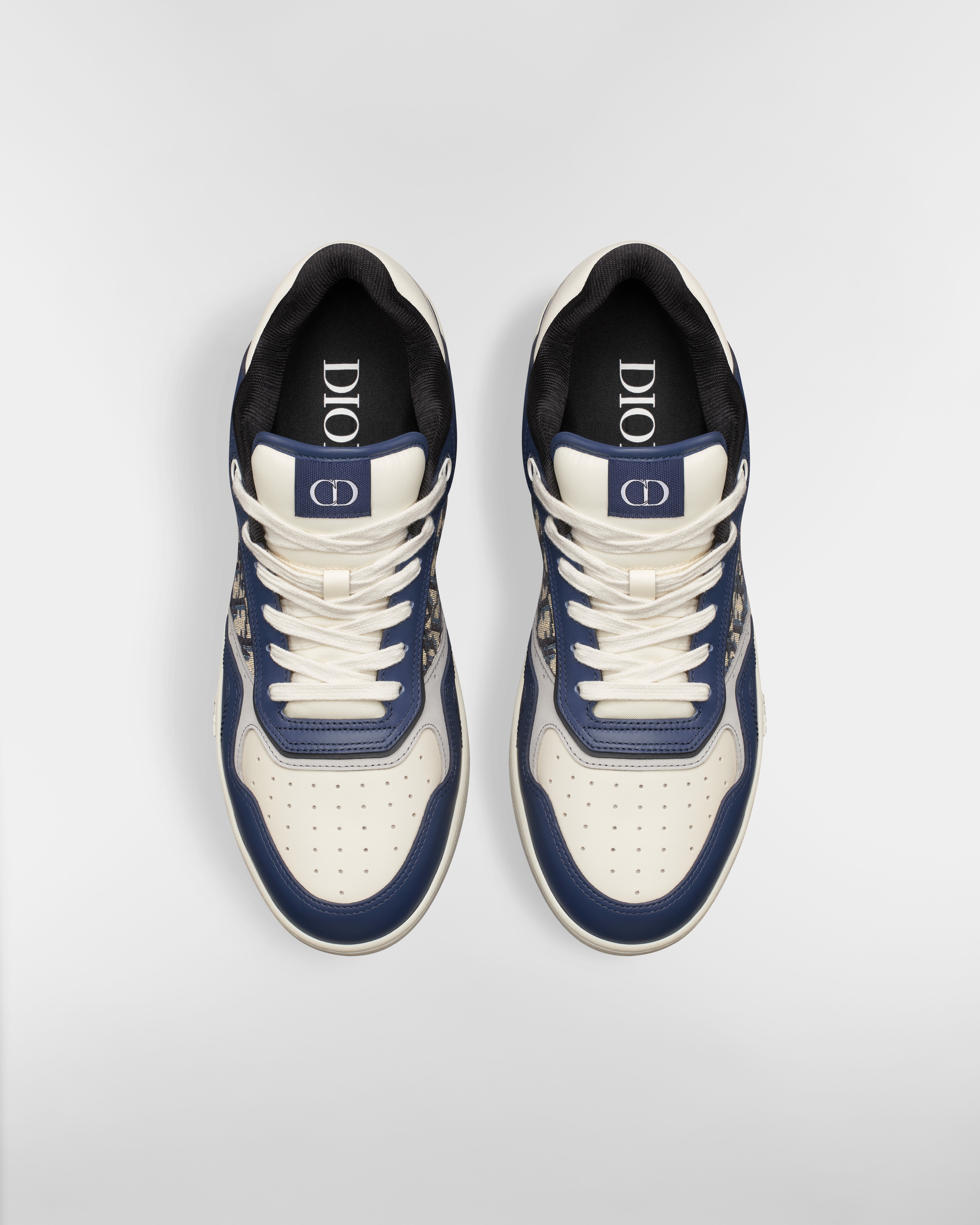 B27 Uptown Low-Top Sneaker Blue, Cream and Dior Gray Smooth Calfskin with Beige and Black Dior Oblique Jacquard E06