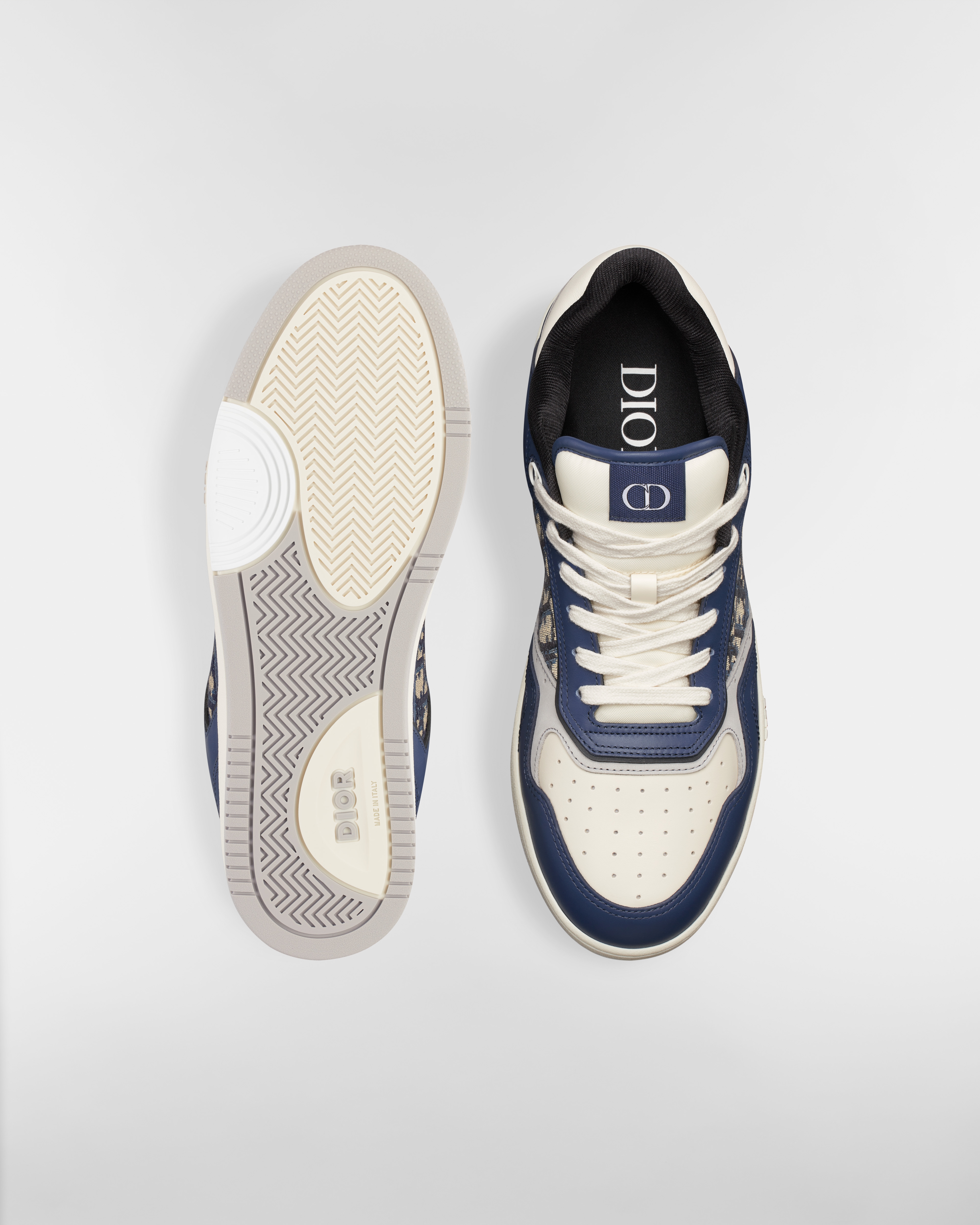 B27 Uptown Low-Top Sneaker Blue, Cream and Dior Gray Smooth Calfskin with Beige and Black Dior Oblique Jacquard E07