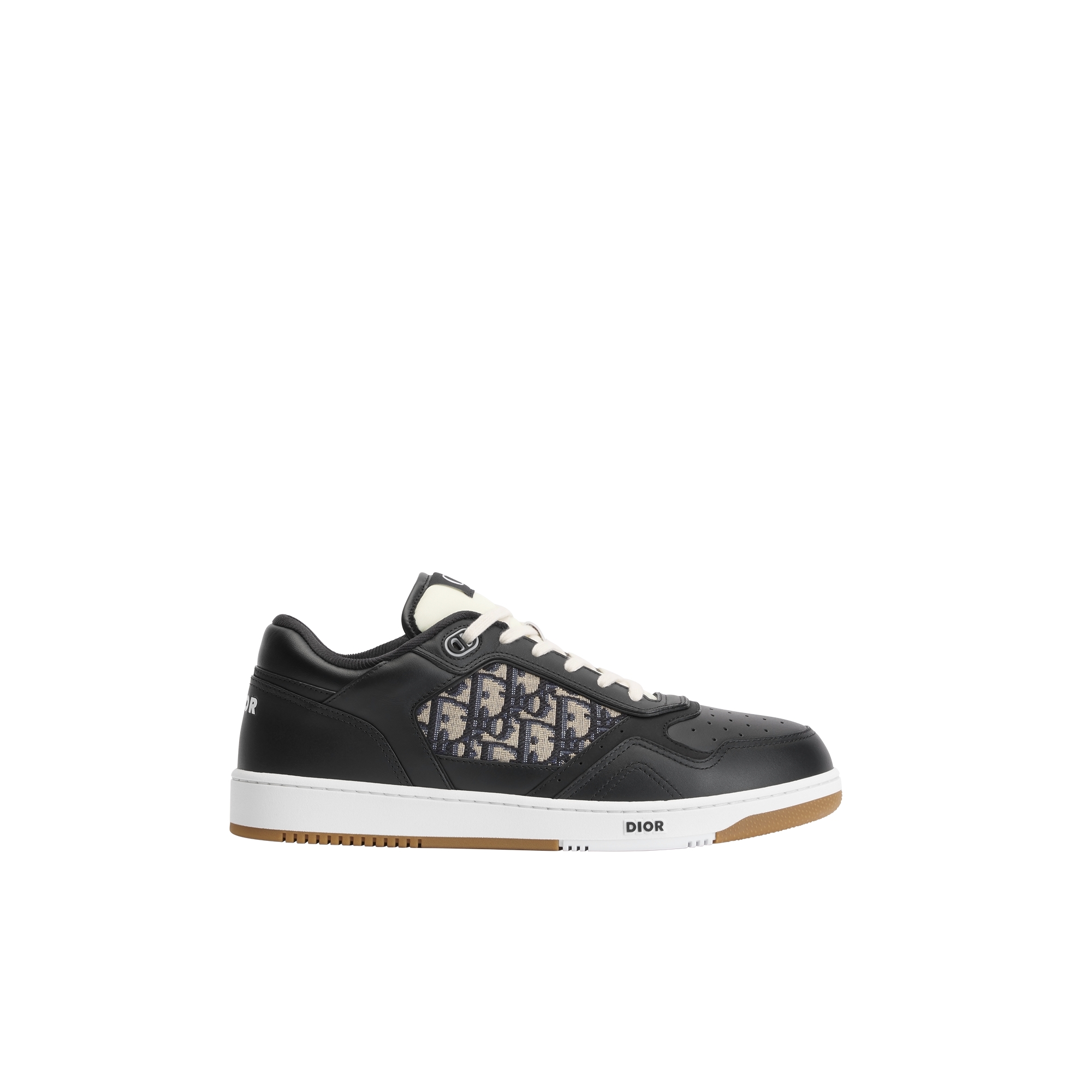 B27 Uptown Low-Top Sneaker Black Smooth Calfskin with Beige and Black Dior Oblique Jacquard E02