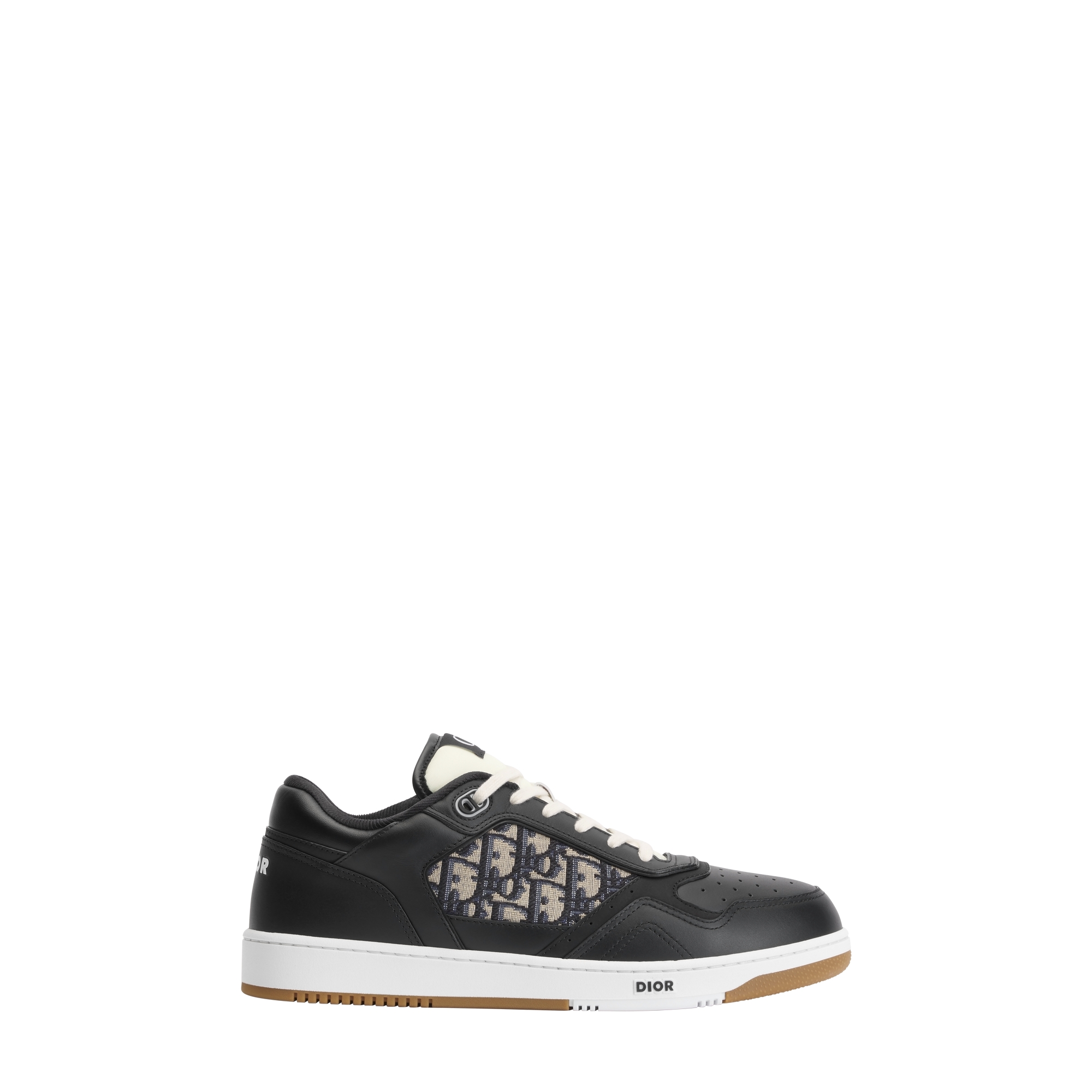 B27 Uptown Low-Top Sneaker Black Smooth Calfskin with Beige and Black Dior Oblique Jacquard E02