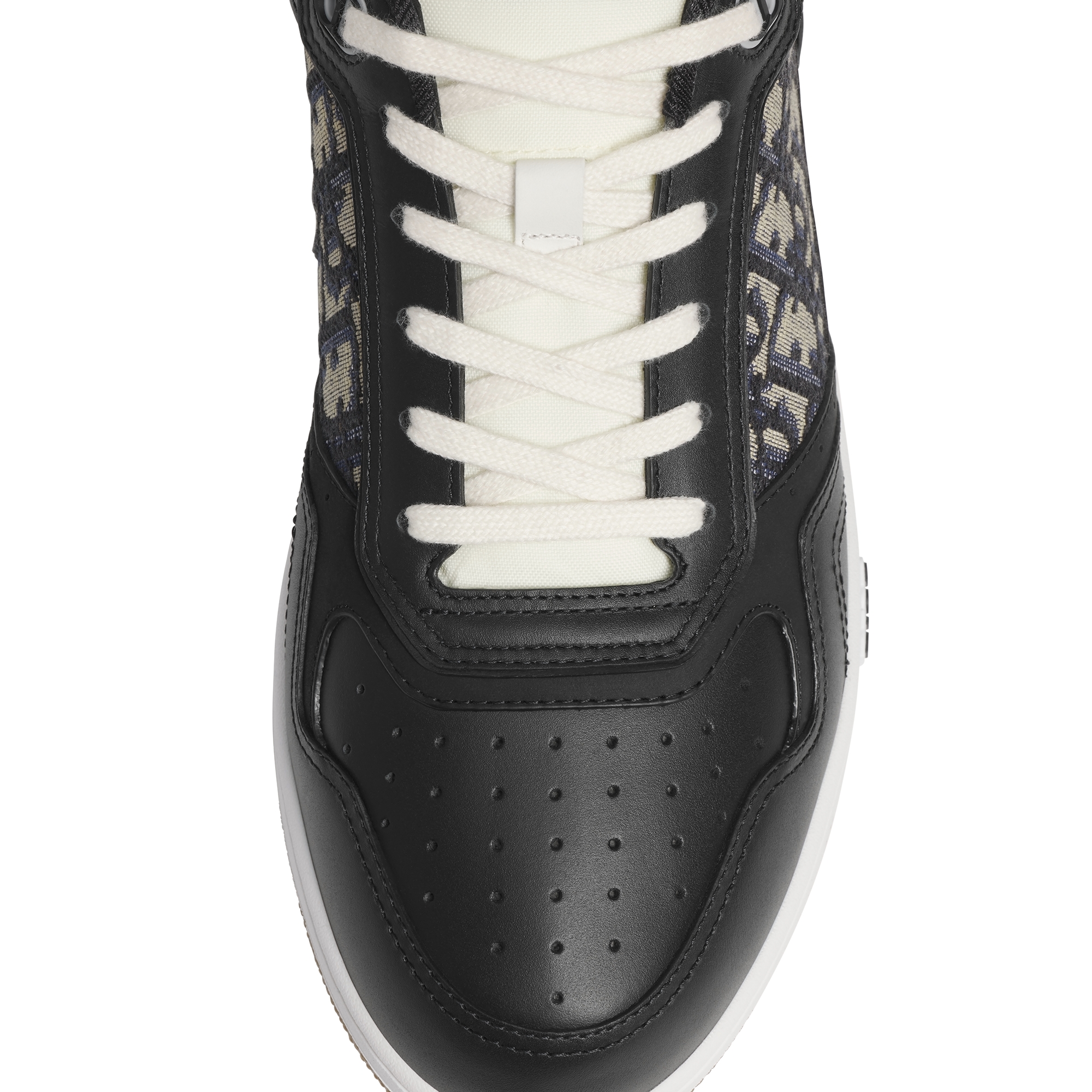 B27 Uptown Low-Top Sneaker Black Smooth Calfskin with Beige and Black Dior Oblique Jacquard E06