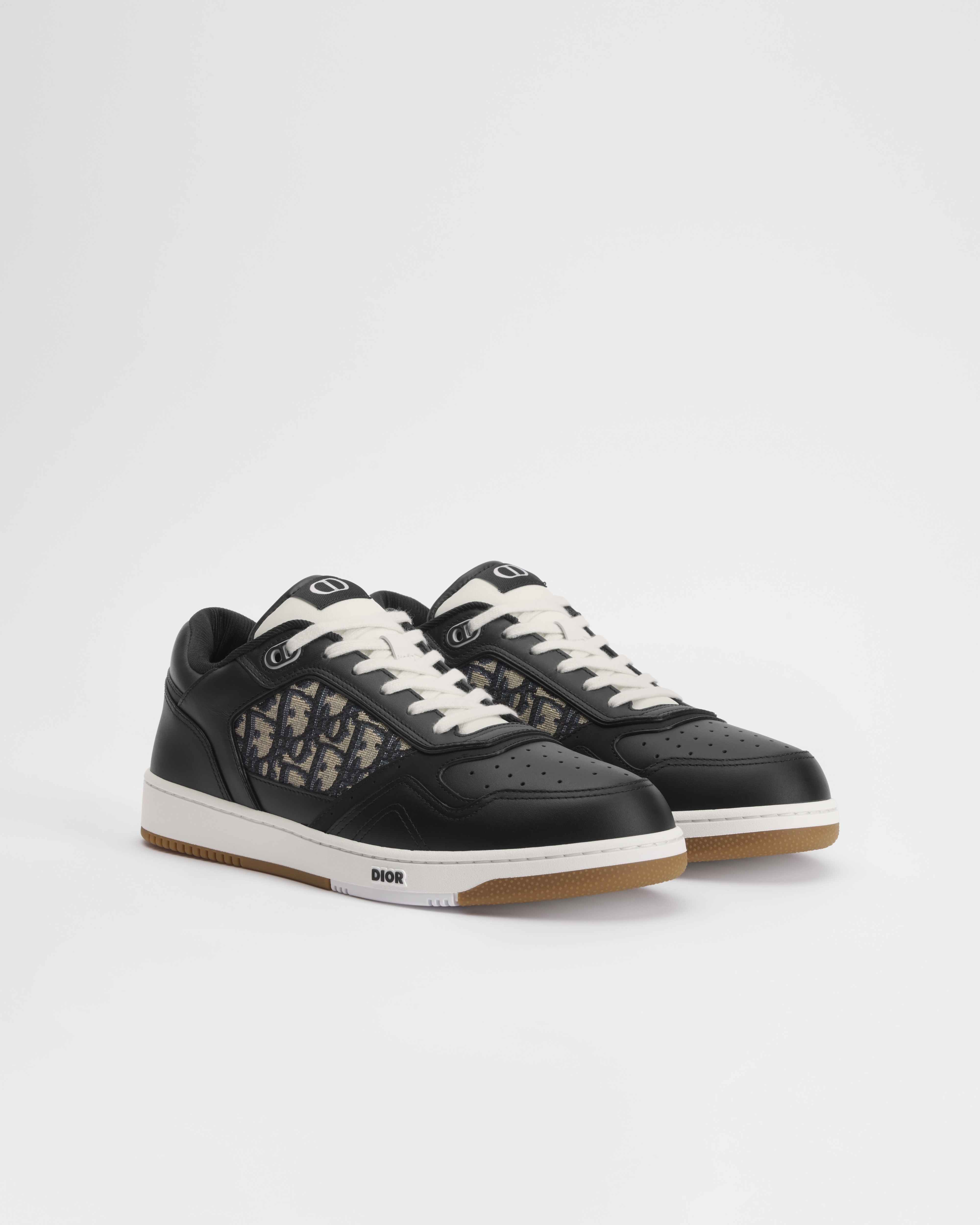 B27 Uptown Low-Top Sneaker Black Smooth Calfskin with Beige and Black Dior Oblique Jacquard E03