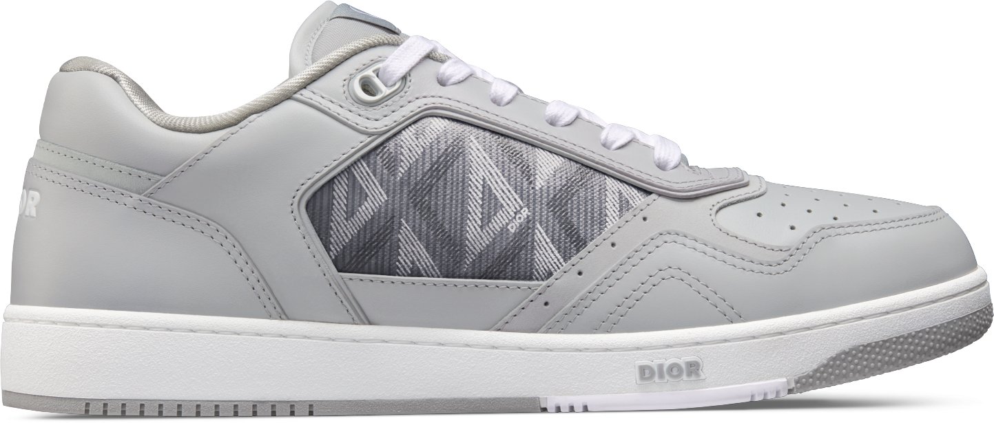 DIOR B27 Low Top Sneaker Dior Gray Smooth Calfskin And Dior Gray Coated Cotton Canvas With CD Diamond Print Size 43 Men