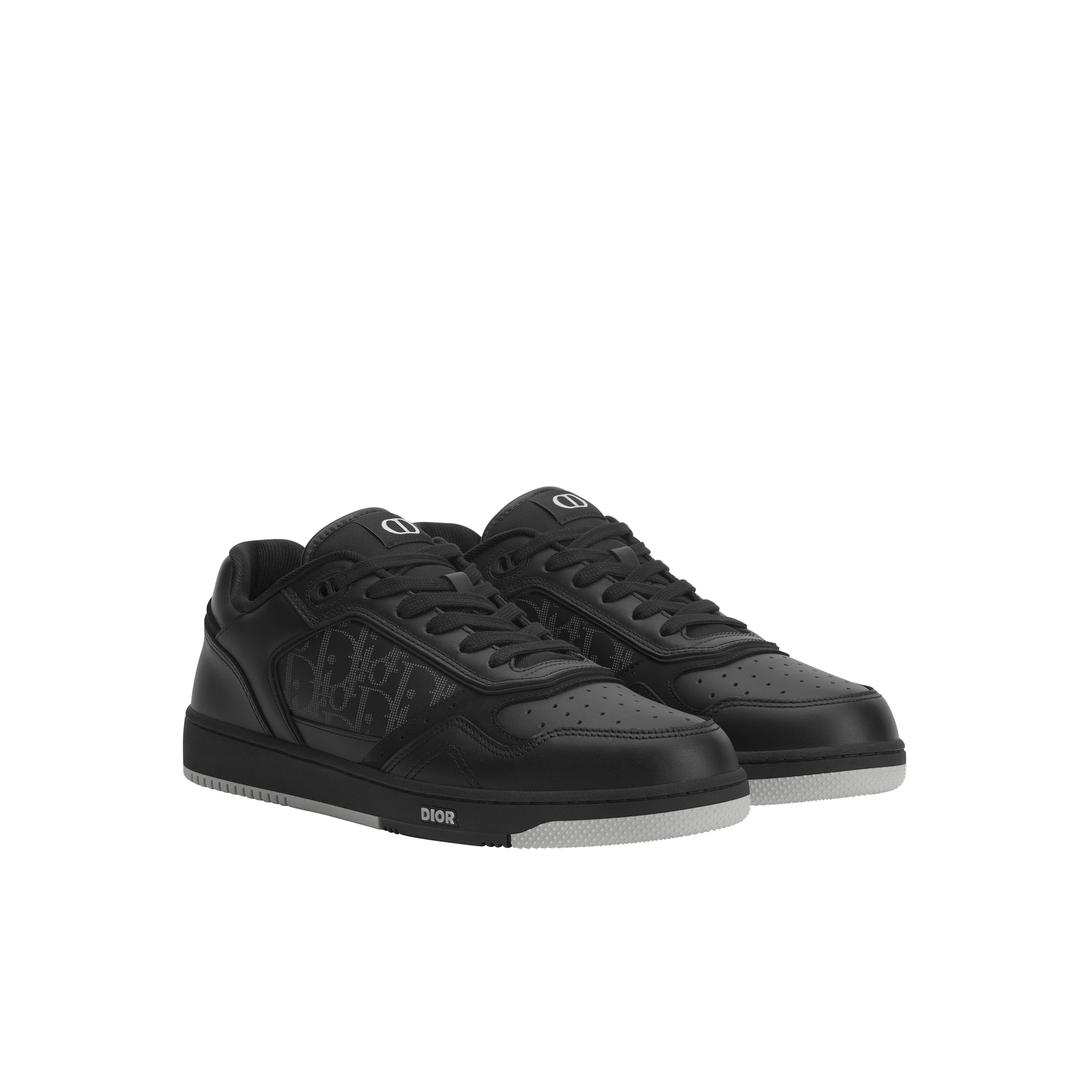 B27 Uptown Low-Top Sneaker Black Smooth Calfskin, Black Suede and Black Dior Oblique Galaxy Leather E03