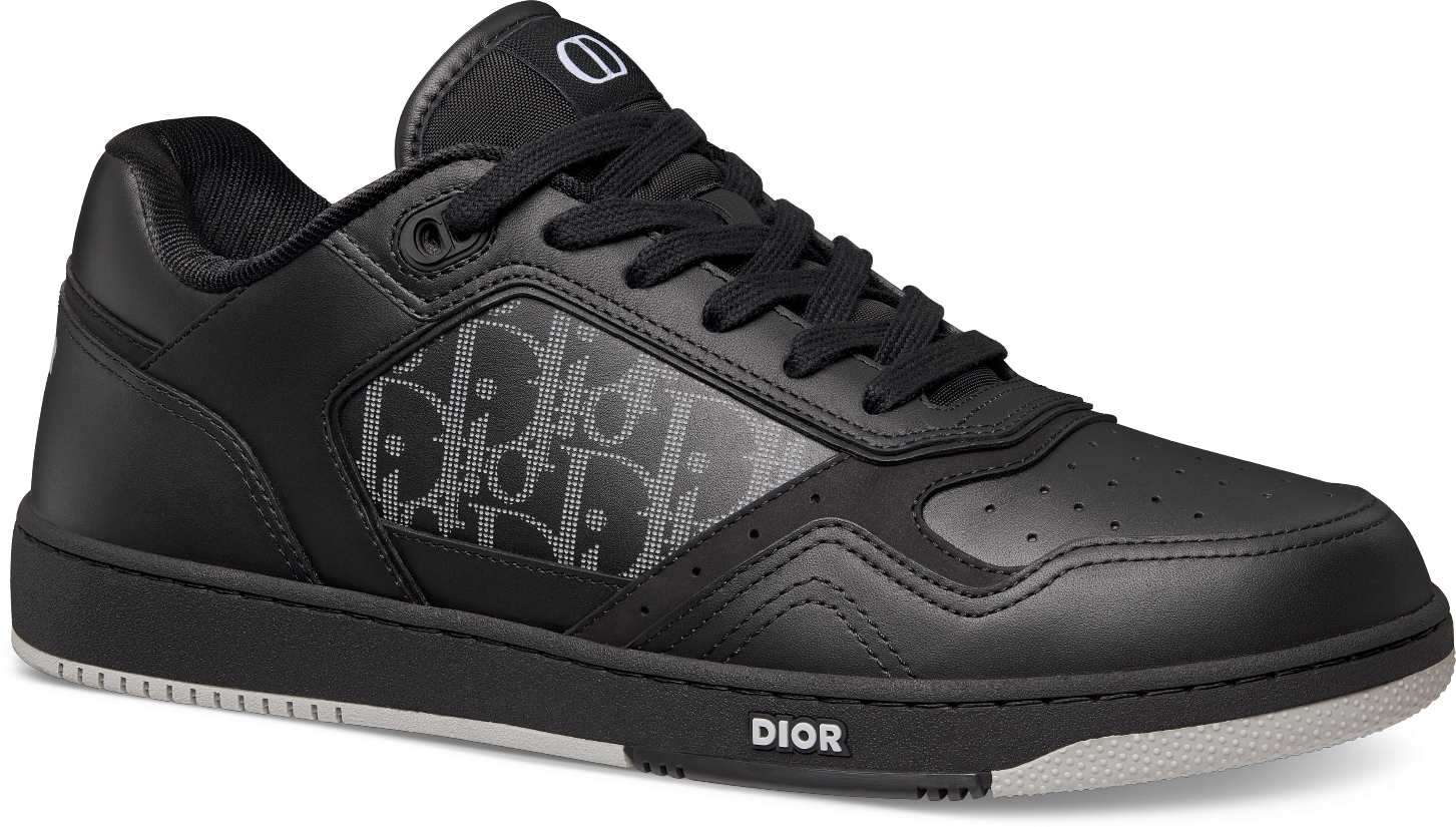 B27 Low Top Sneaker Black Smooth Calfskin Black Suede and Black Dior Oblique Galaxy Leather DIOR