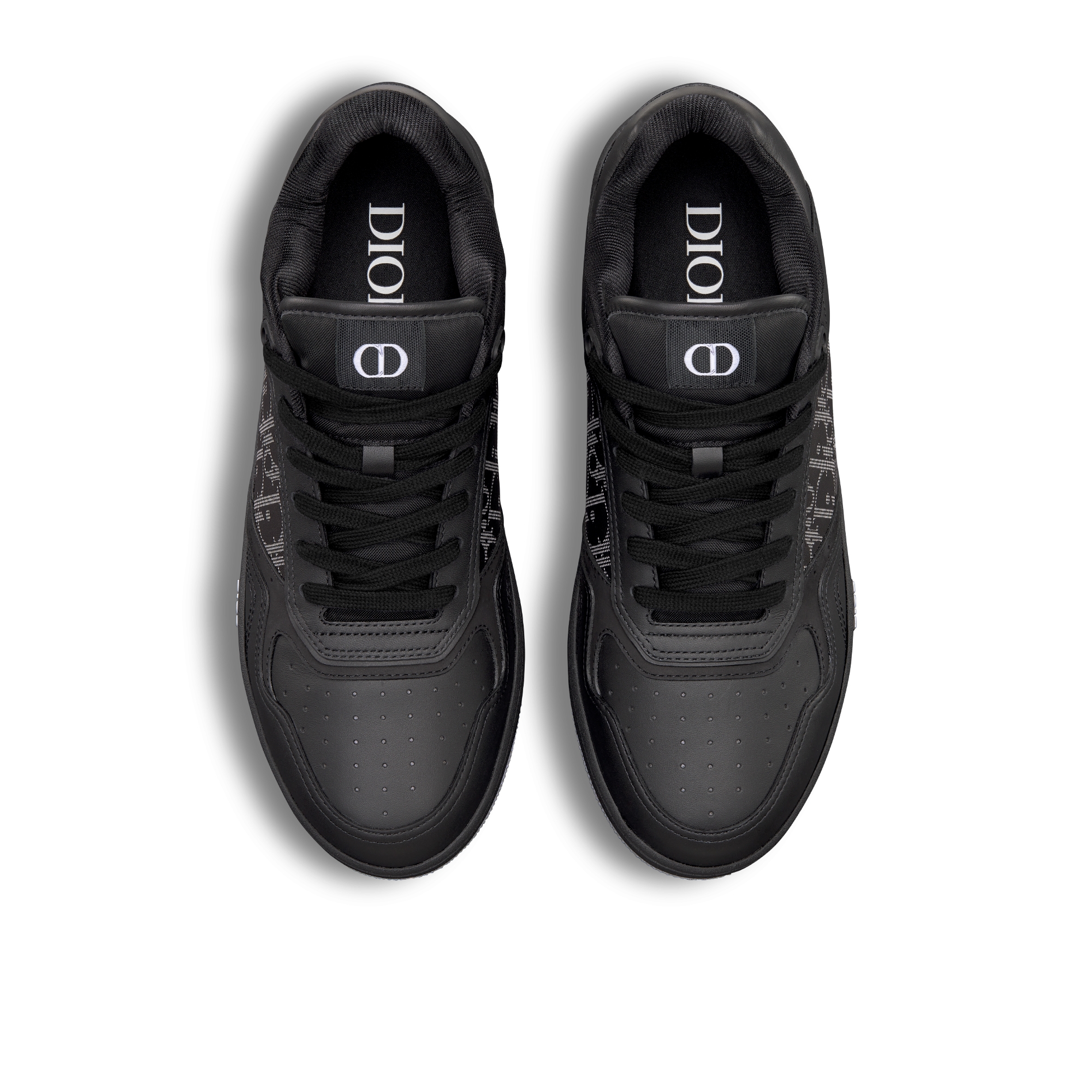 B27 Uptown Low-Top Sneaker Black Smooth Calfskin, Black Suede and Black Dior Oblique Galaxy Leather E06